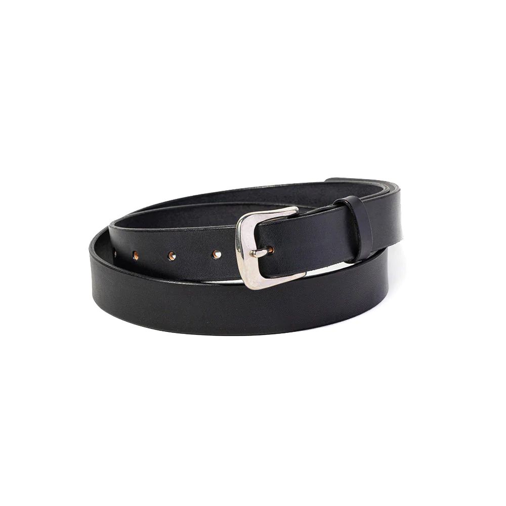 CALEE - 【ラスト1点】PLANE LEATHER NARROW BELT (BLACK) / プレーン