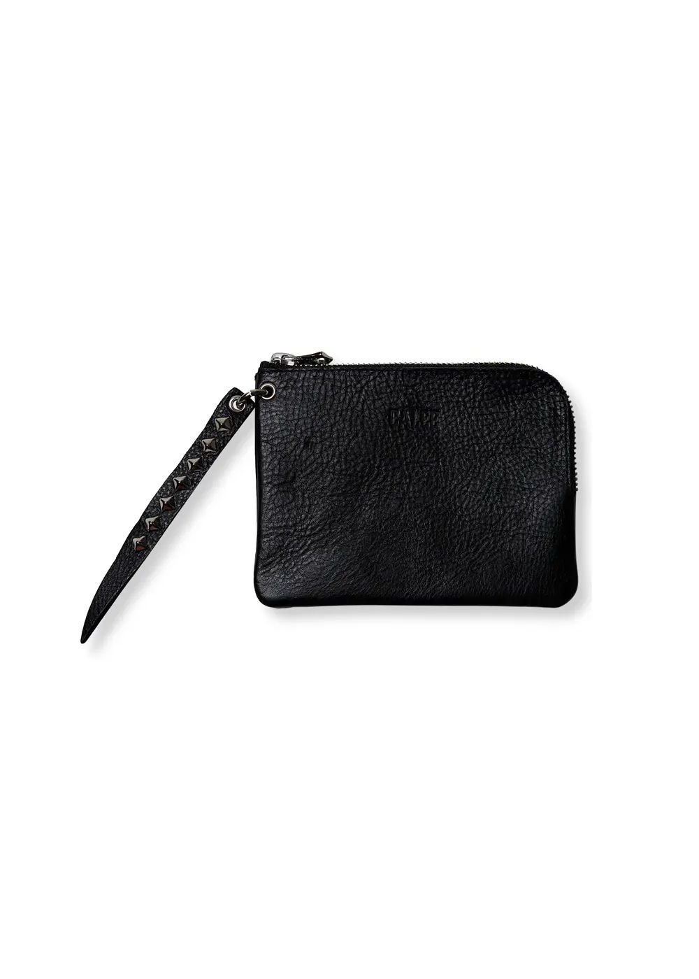 CALEE - PLANE LEATHER WALLET POUCH (BLACK) / プレーン レザー