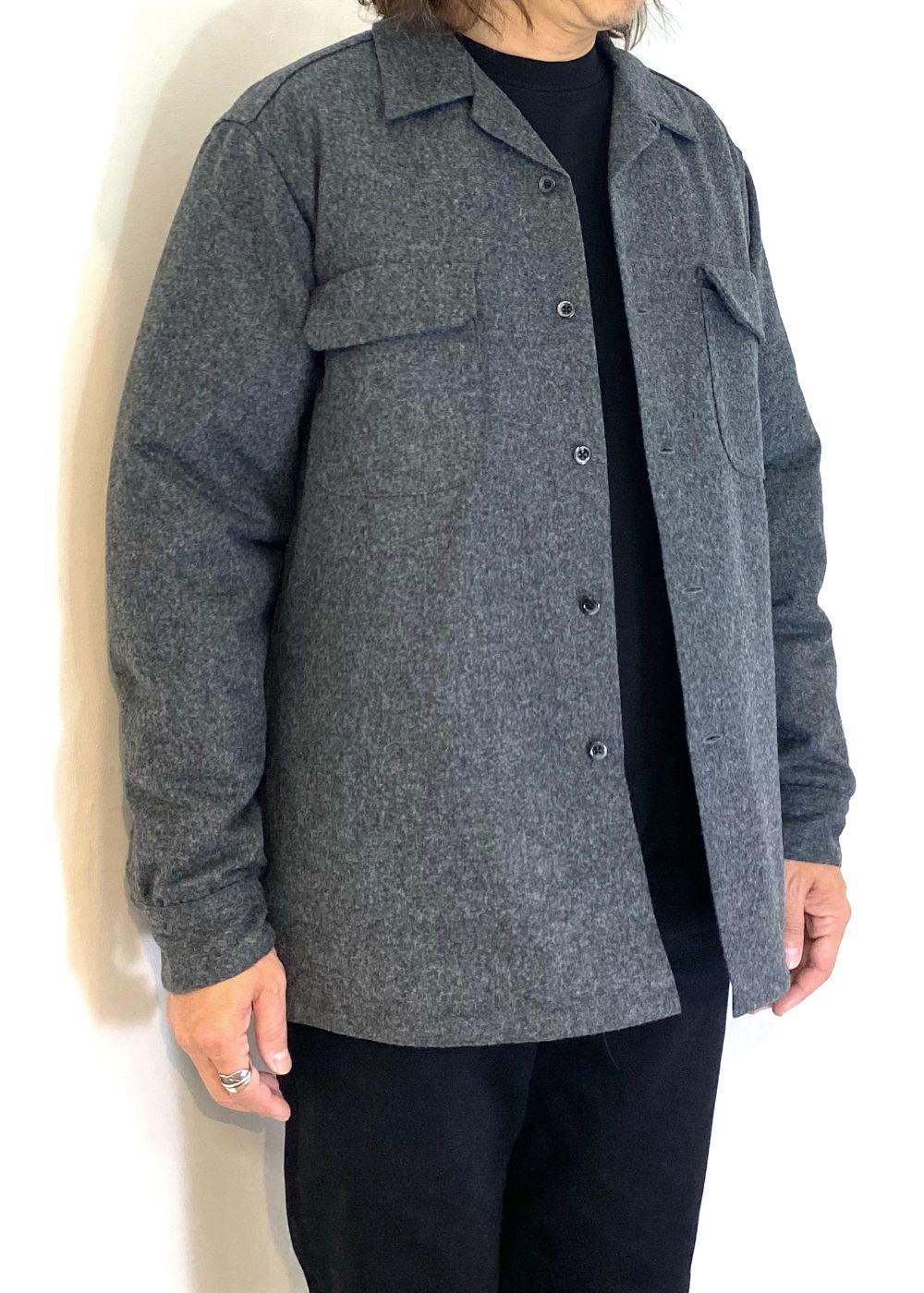 MINEDENIM - PENDLETON Wool Quiltliner Open Collar SH (GRY) / ペン