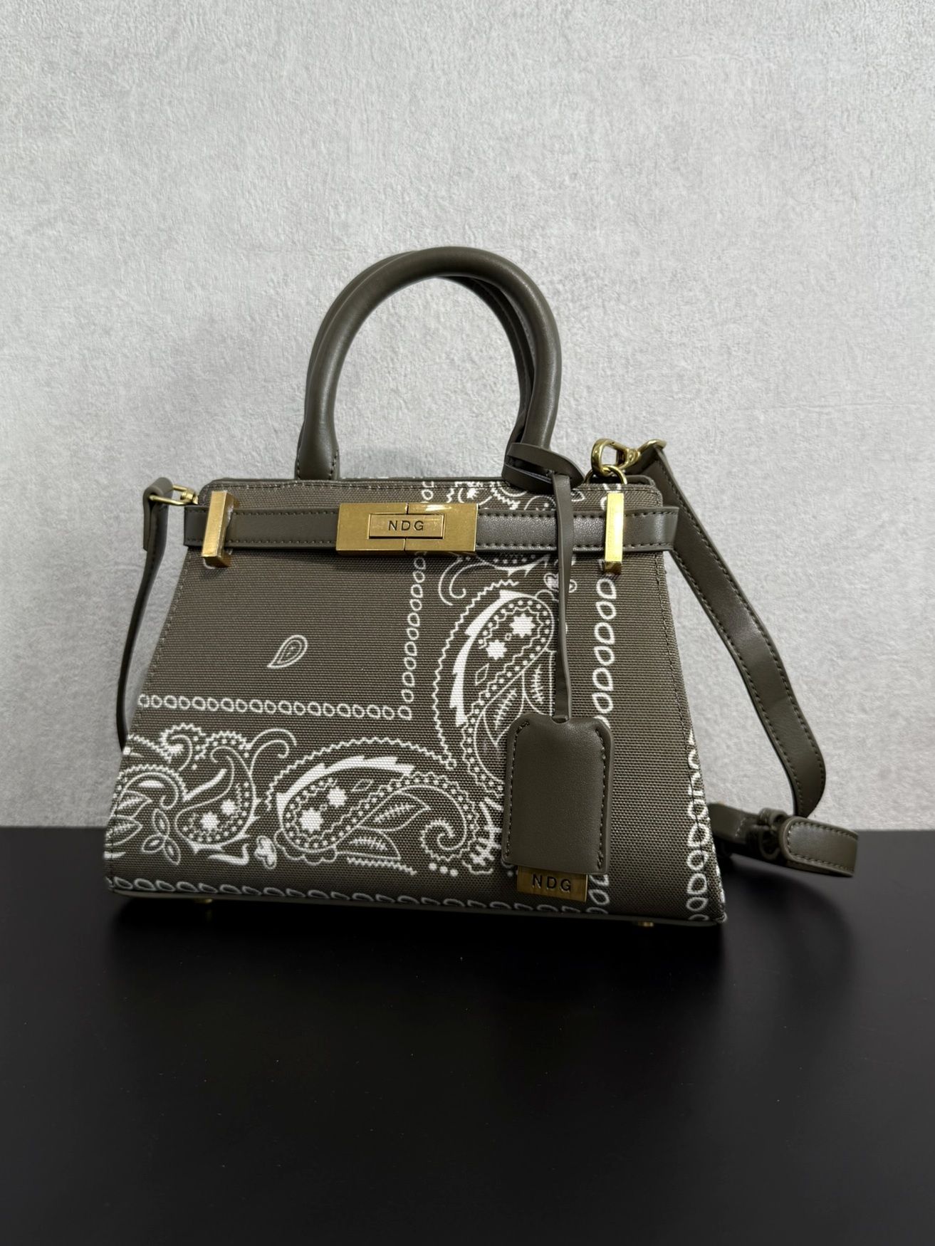 NDG PARIS - Jeanne 250MM / トートショルダーバッグ / カーキバンダナ