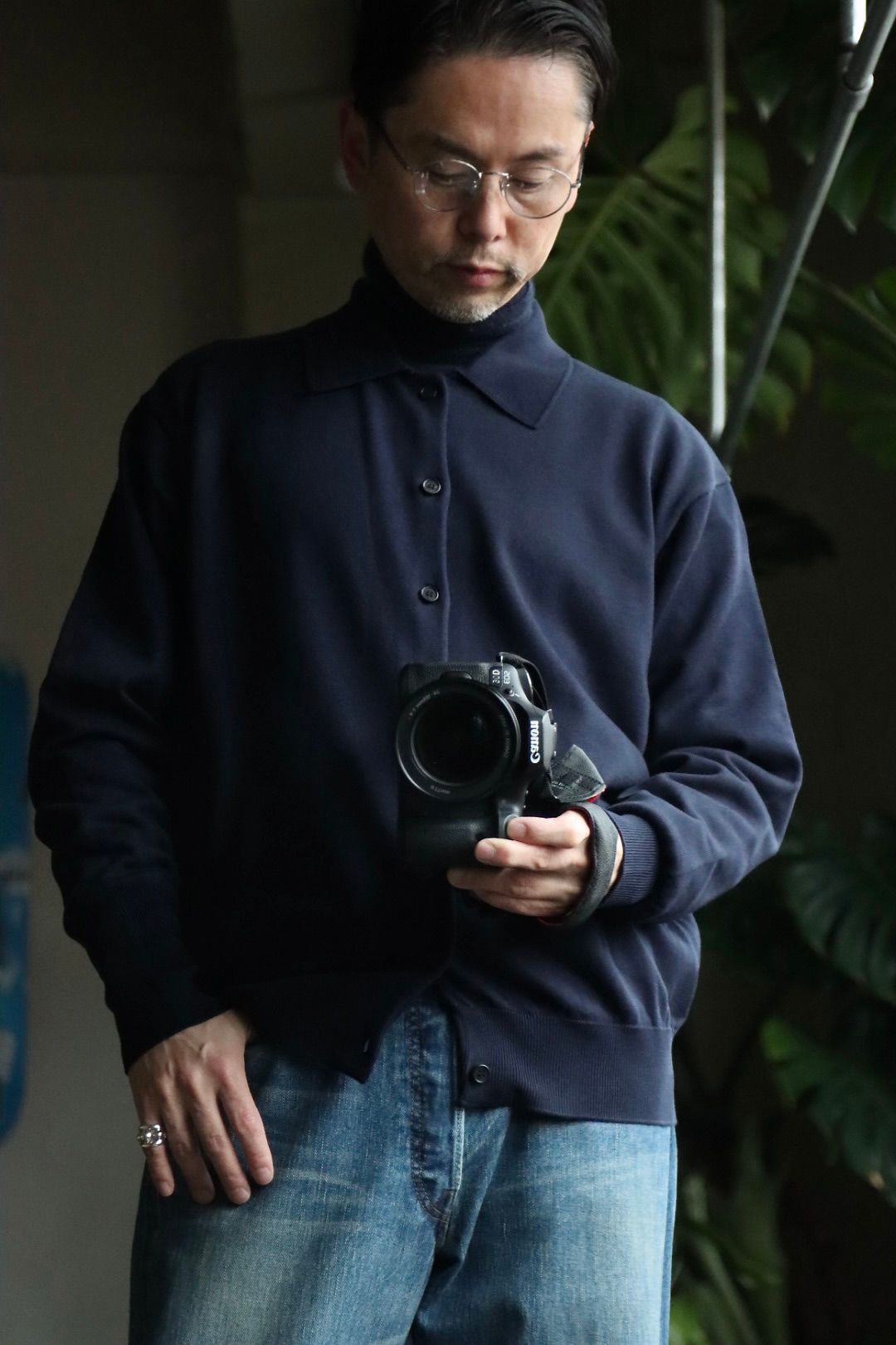 A.PRESSE アプレッセ23SS Cotton Knit Polo Collar Cardiganスタイル