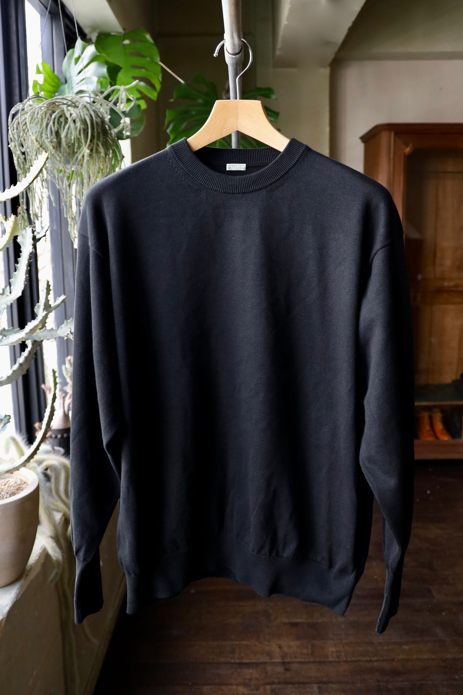 A.PRESSE - アプレッセ Cotton knit L/S T-Shirt(25SAP-03-01K)BLACK