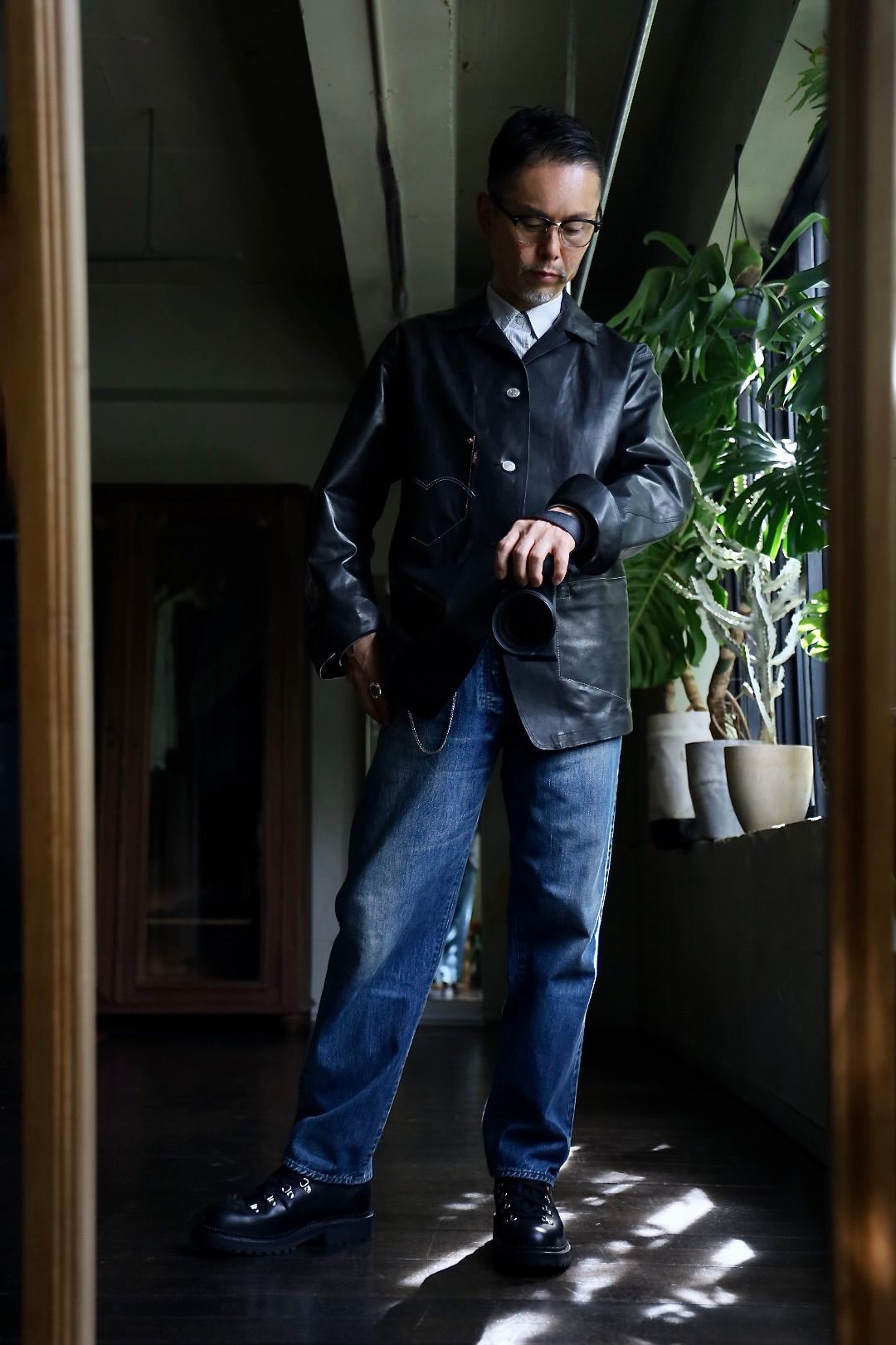 eYe JUNYA WATANABE MAN Levi's Wネームレザージャケットスタイル