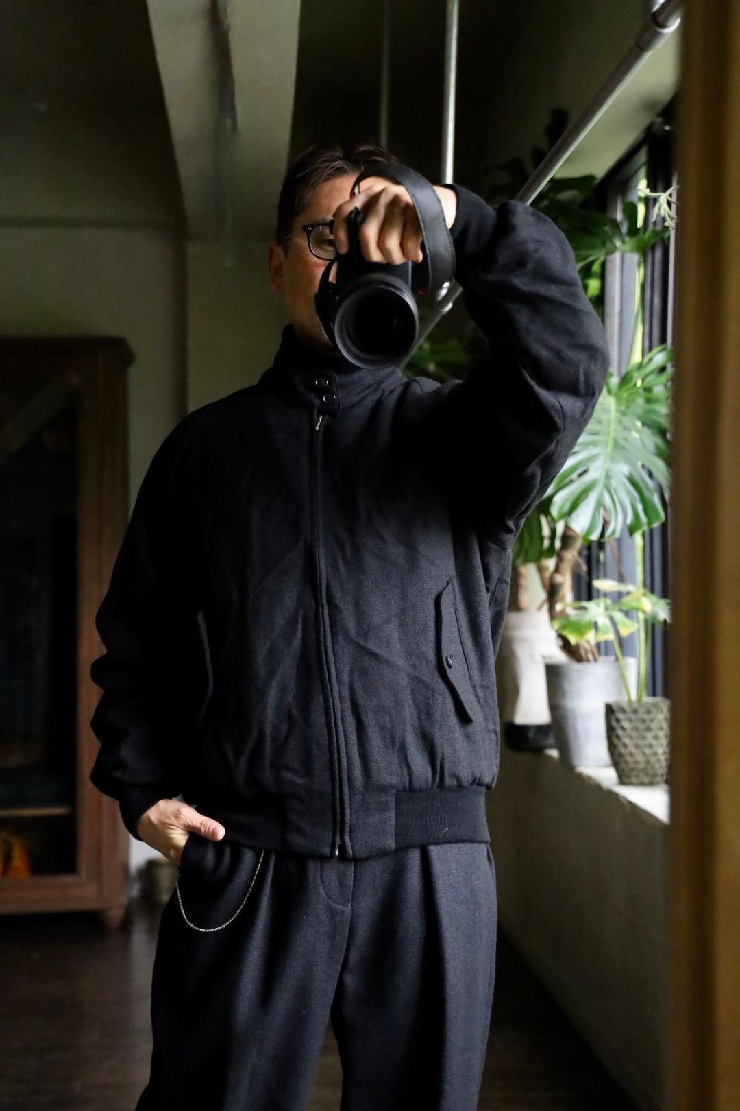 A.PRESSE - アプレッセ Tweed Harrington Jacket(24AAP-01-20H)BLACK