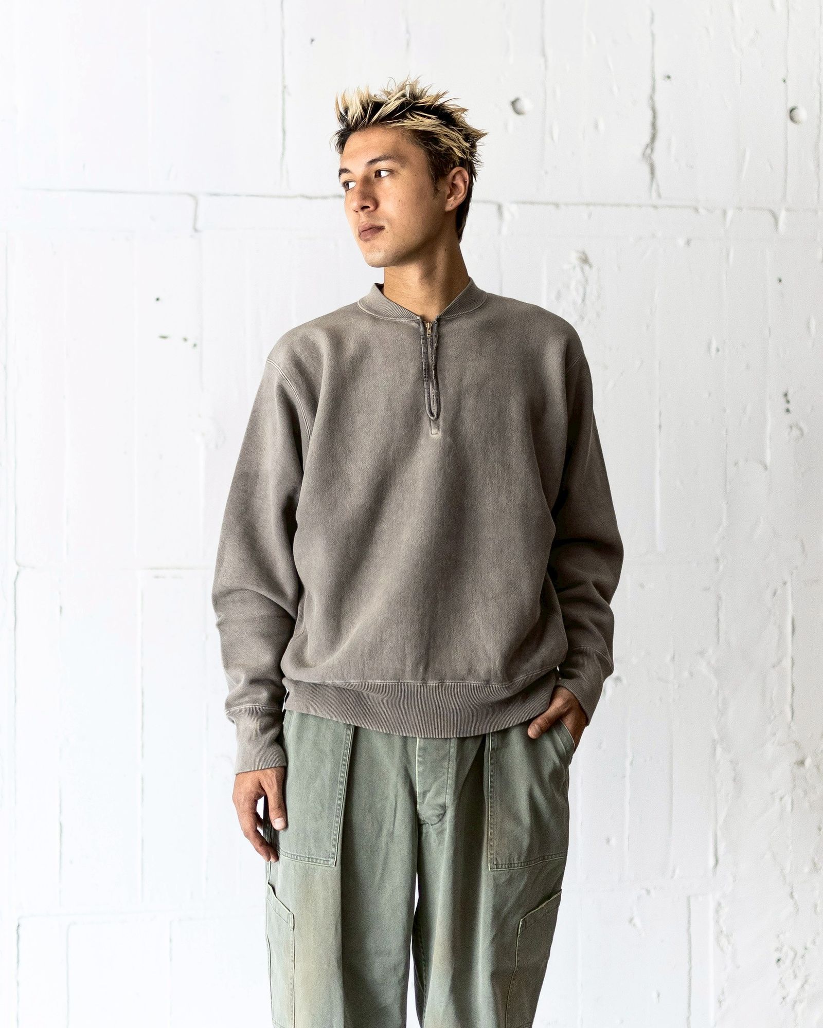 A.PRESSE - アプレッセ 2025 STYLE2 Vintage Half Zip Rib Collar