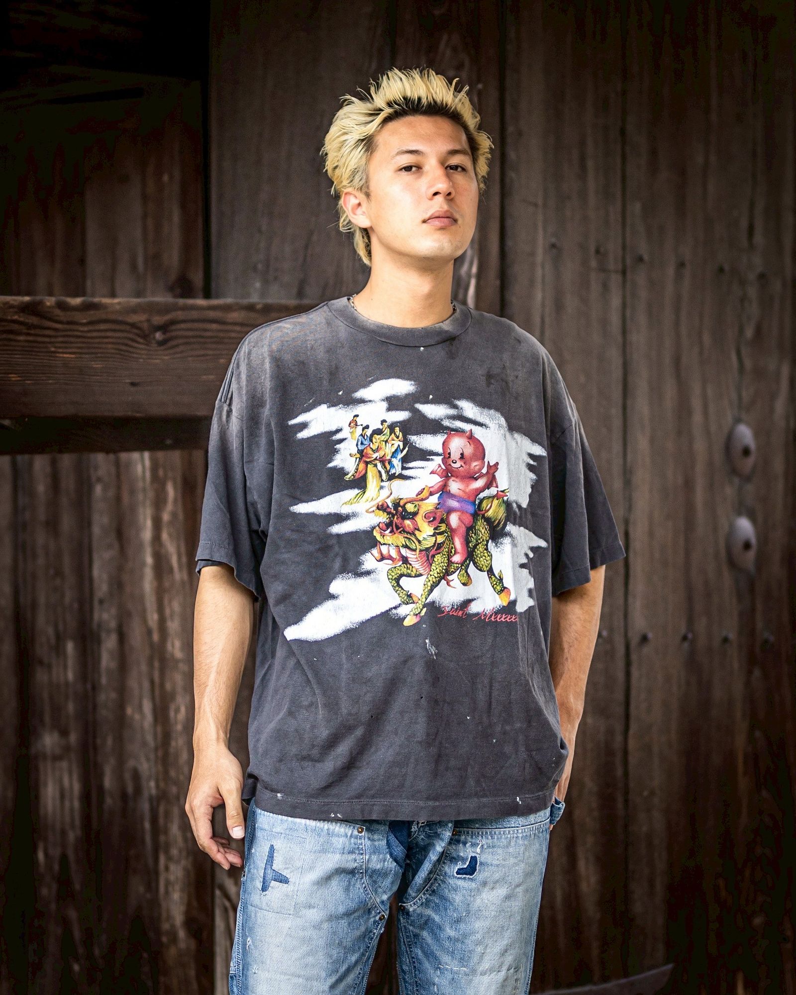 SAINT M×××××× - セントマイケル Tシャツ DAMEGED SS TEE(SM-HR8-0000