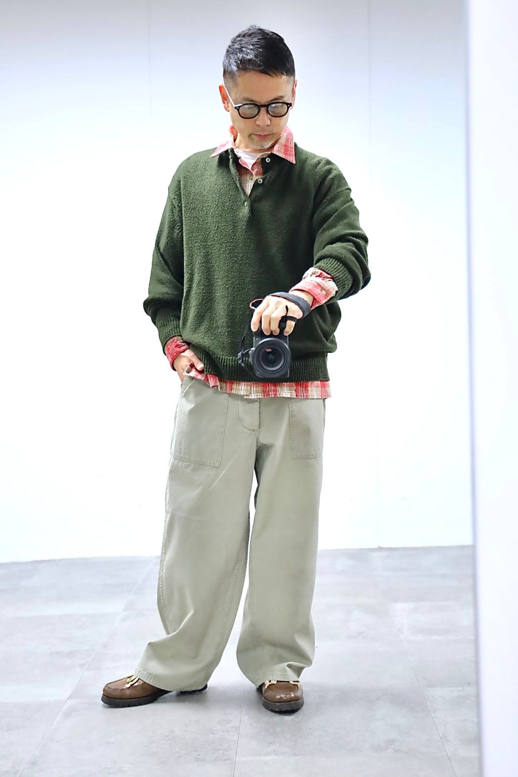 A.PRESSE 2026 STYLE1 Vintage Cotton Silk Nep Twill Check Shirts