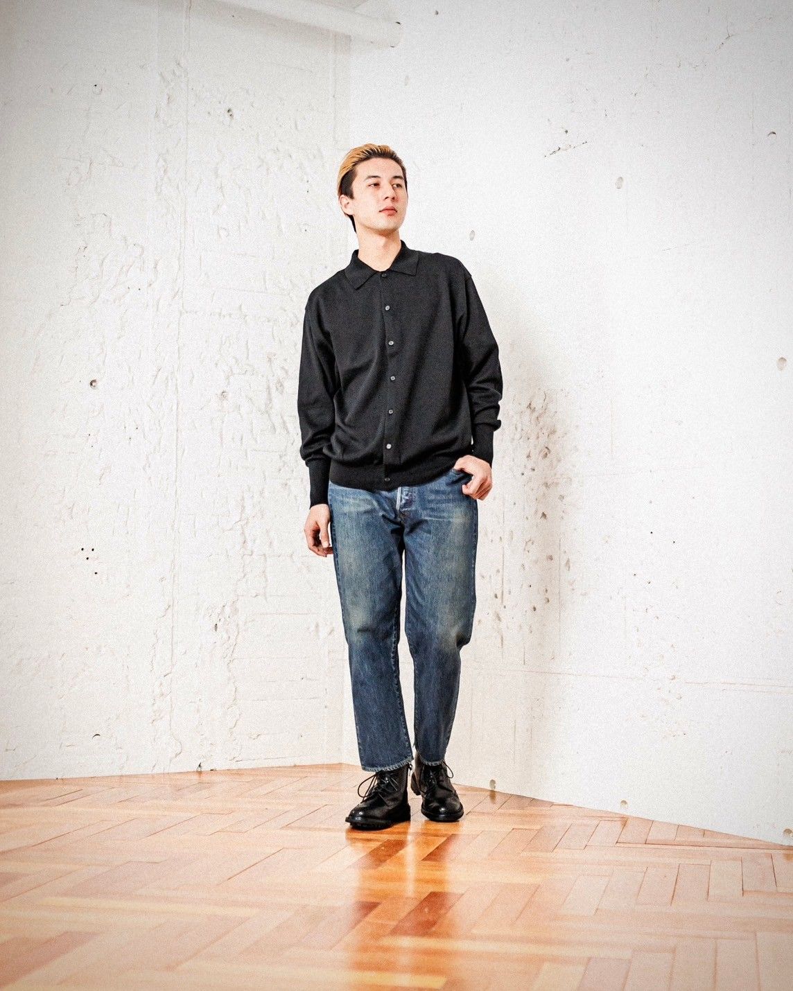 A.PRESSE - アプレッセ Cotton Knit Polo Collar Cardigan(25SAP-03