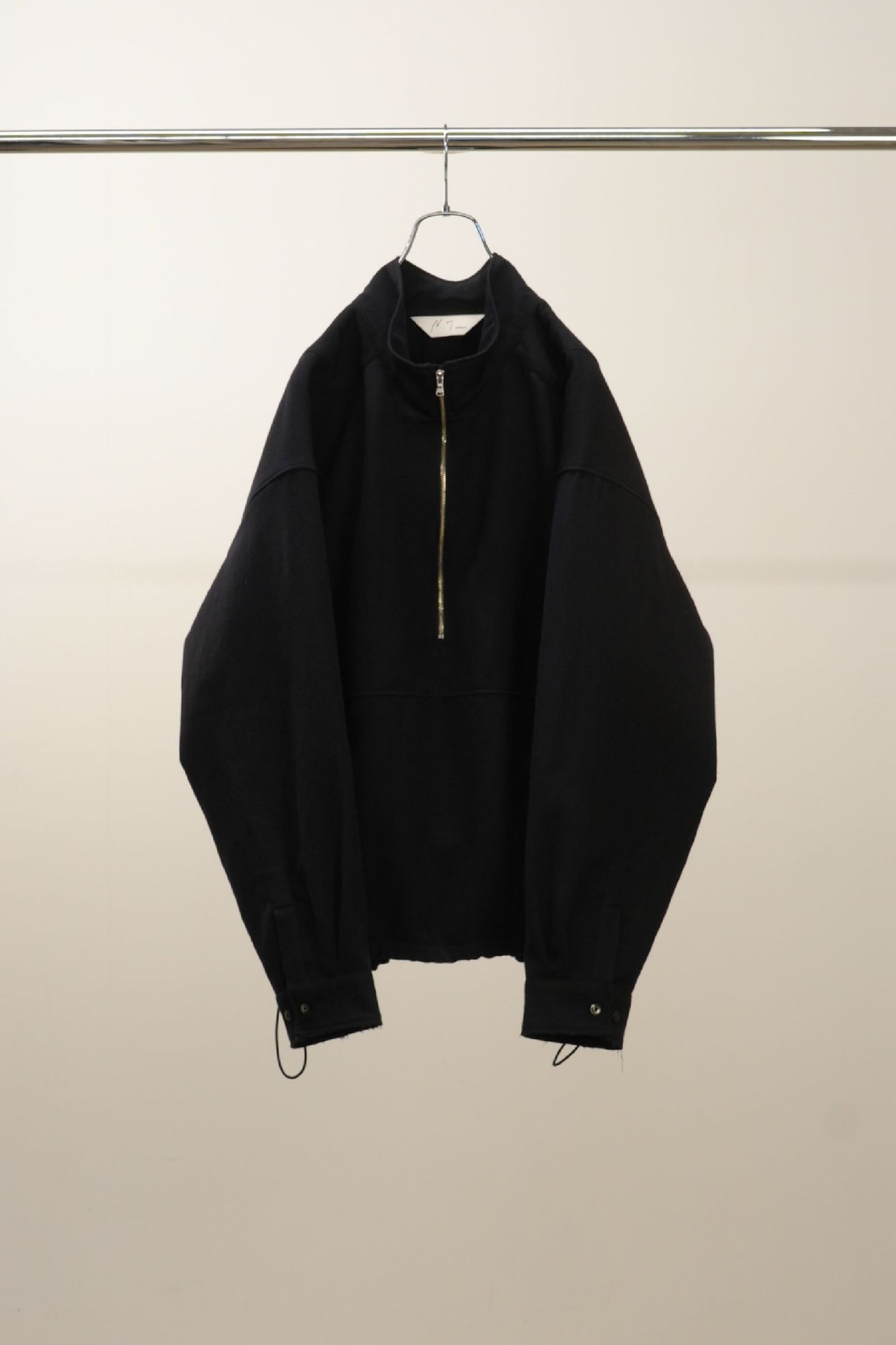 ANCELLM - WOOL HALF ZIP PULL OVER SHIRT | BLACK | ハーフジップ