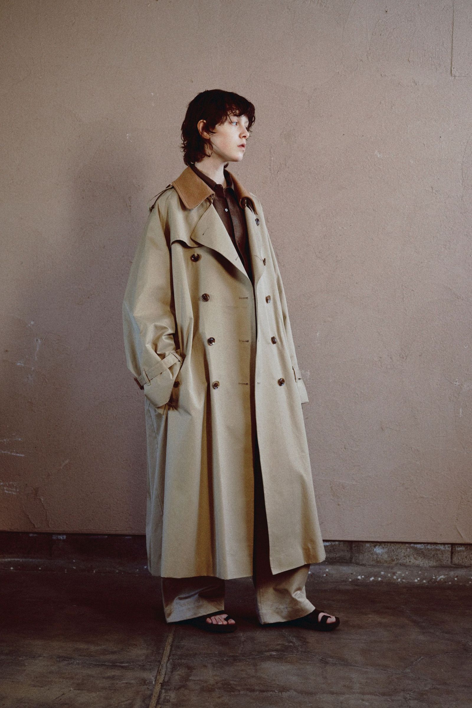 INTERIM - HYPER BIG GIZA GABERDINE TRENCH COAT/BEIGE | NapsNote