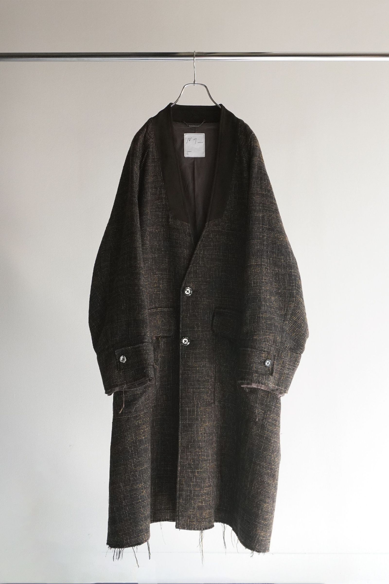 ANCELLM - TWEED COLLARLESS COAT | BROWN | コート | NapsNote