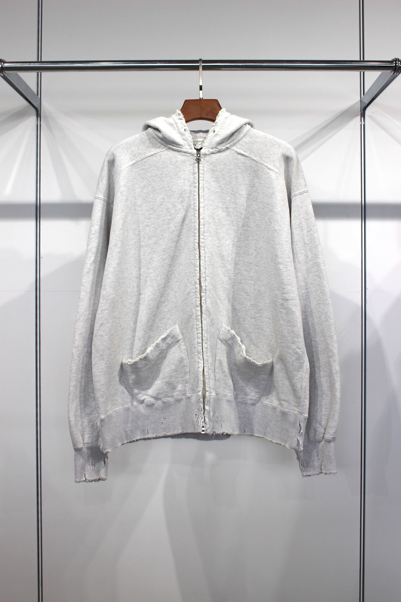 ANCELLM - CRASH ZIP HOODIE | HEATHER WHITE | パーカー | NapsNote