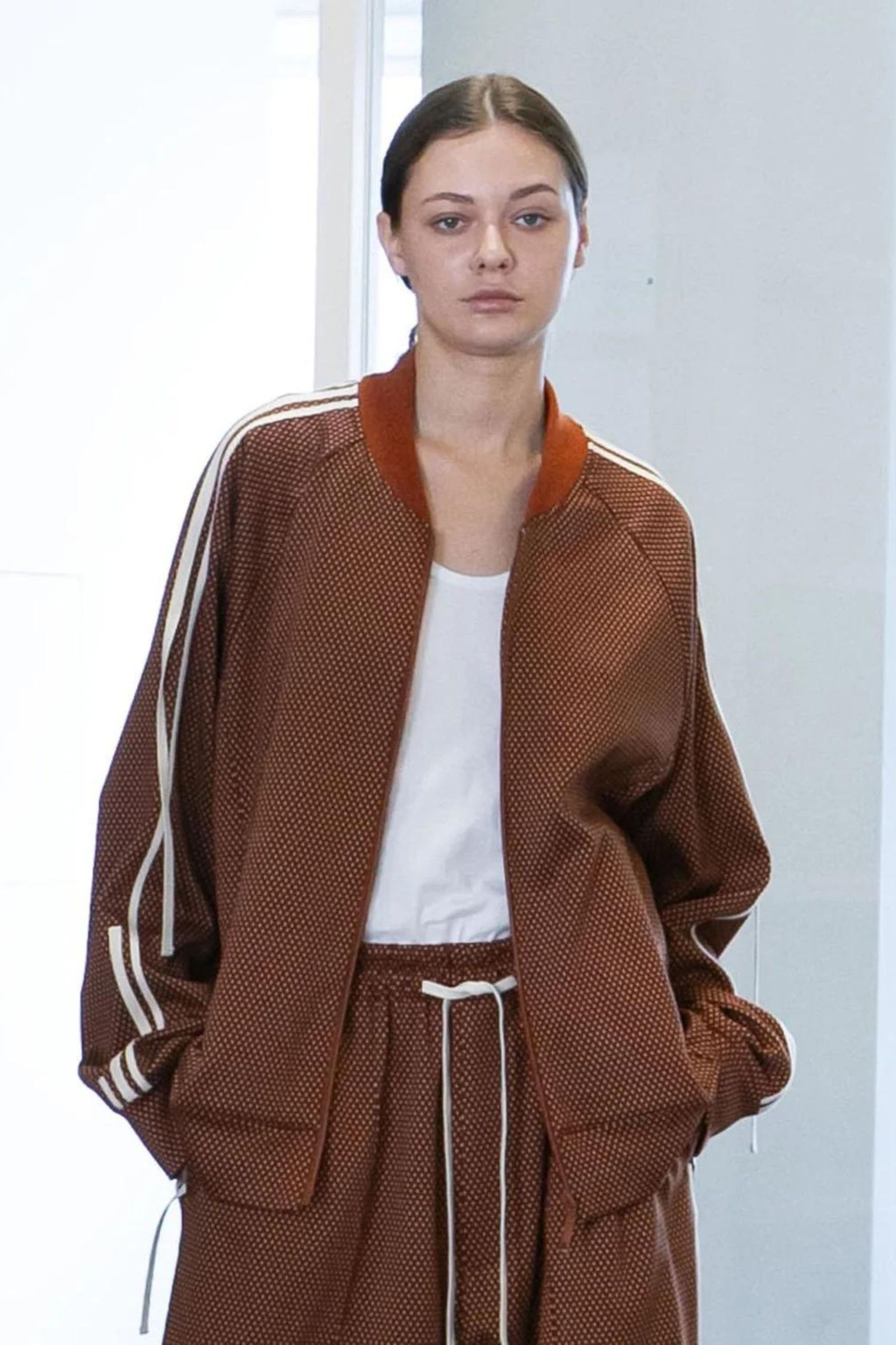 my beautiful landlet - JACQUARD CHECK JERSEY TRACK JACKET | ORANGE