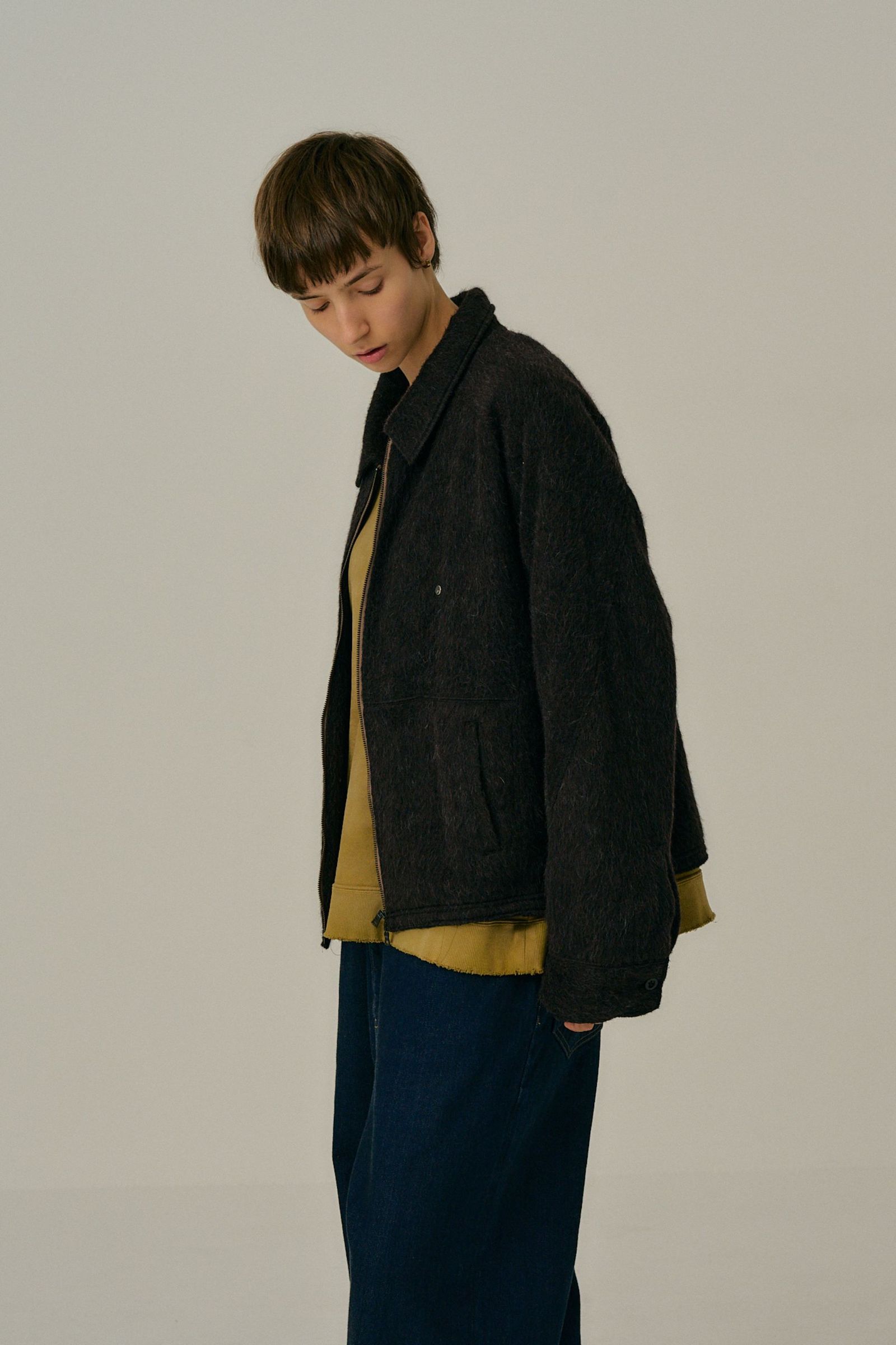 ANCELLM - SHAGGY ZIP UP SHIRT | BROWN | ジップアップシャツ | NapsNote