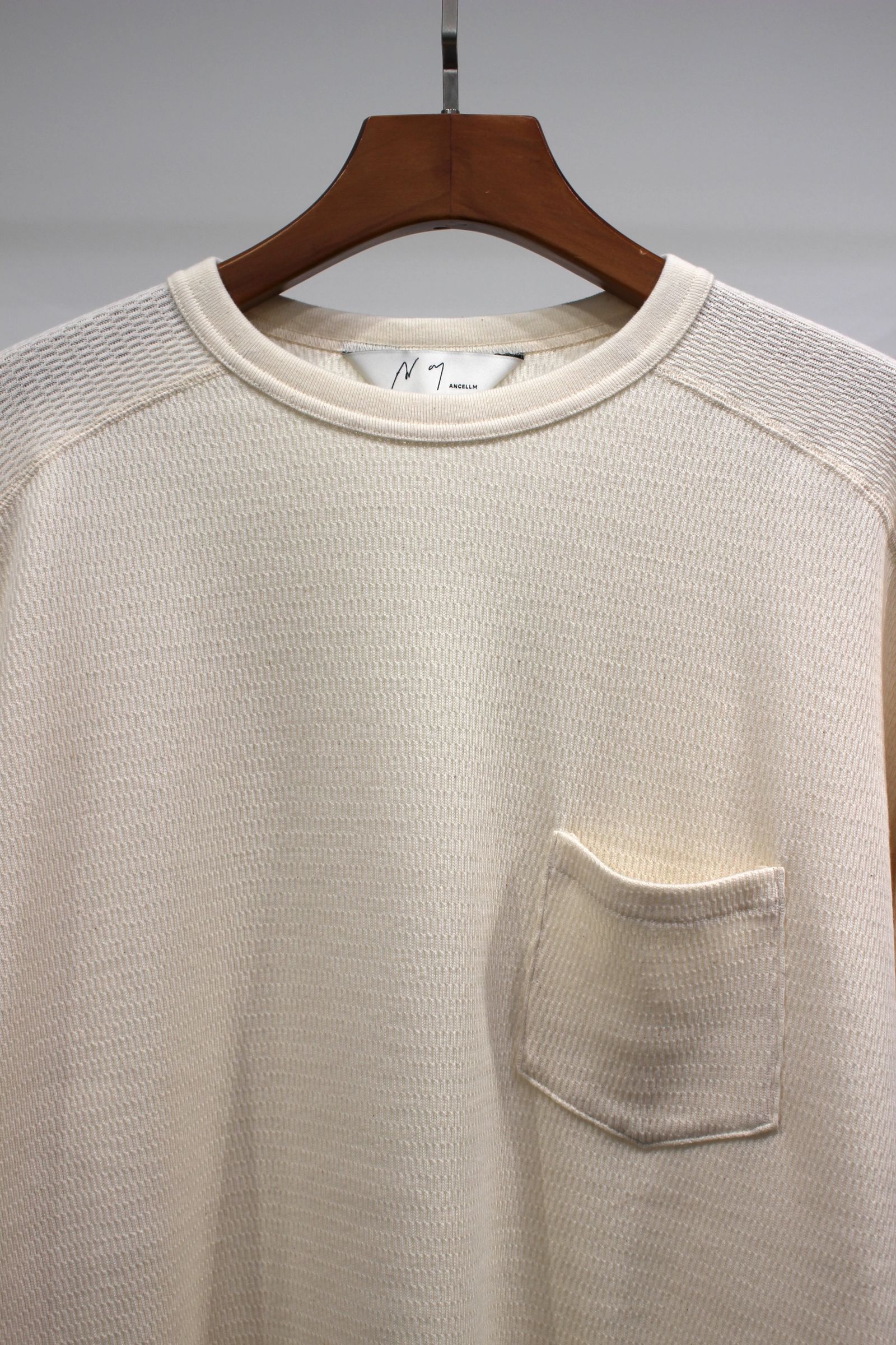 ANCELLM - WAFFLE CREW NECK LS T-SHIRT | IVORY | カットソー | NapsNote