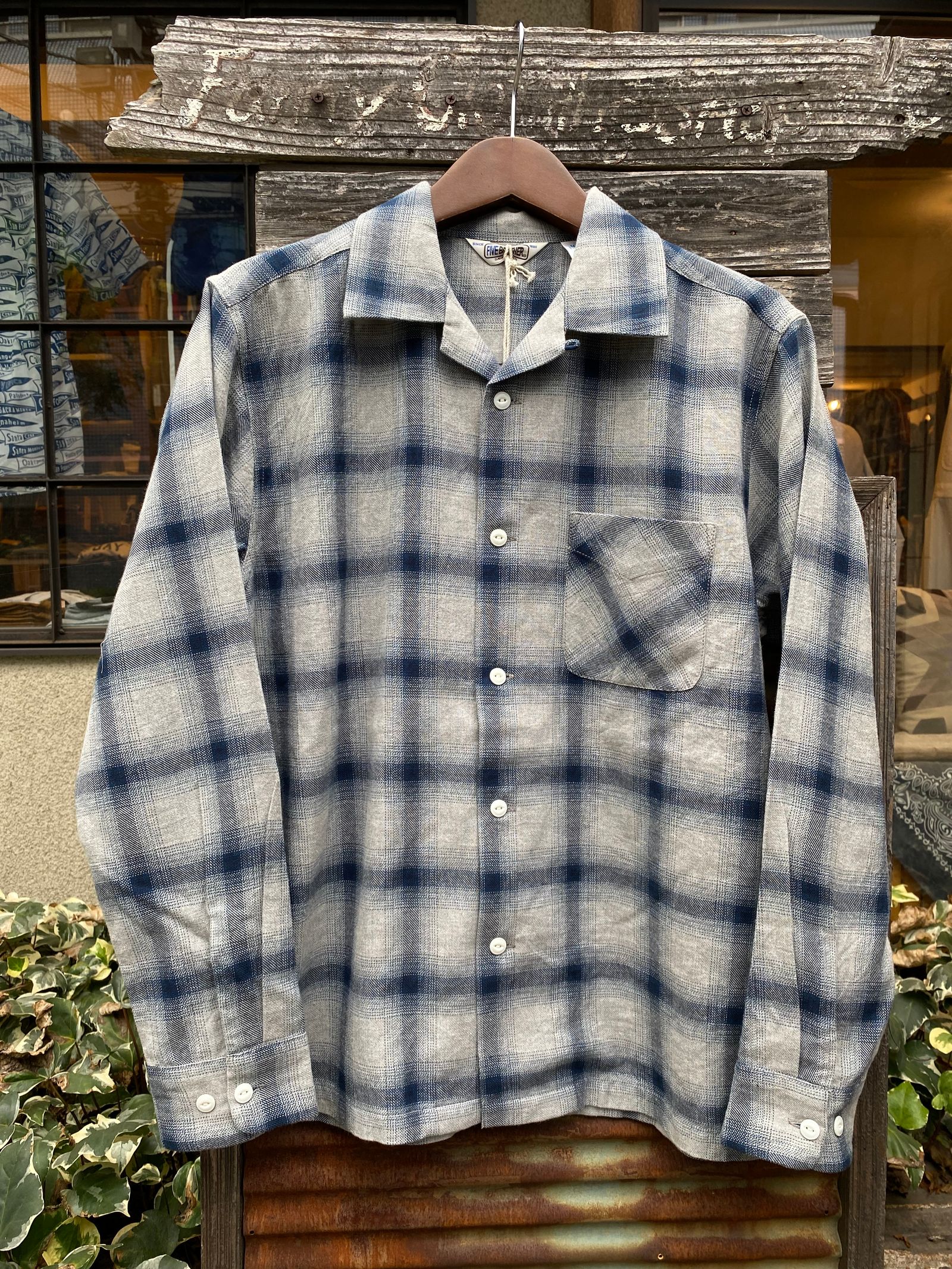 FIVE BROTHER - ライトフランネル ワンナップ オンブレチェックシャツ