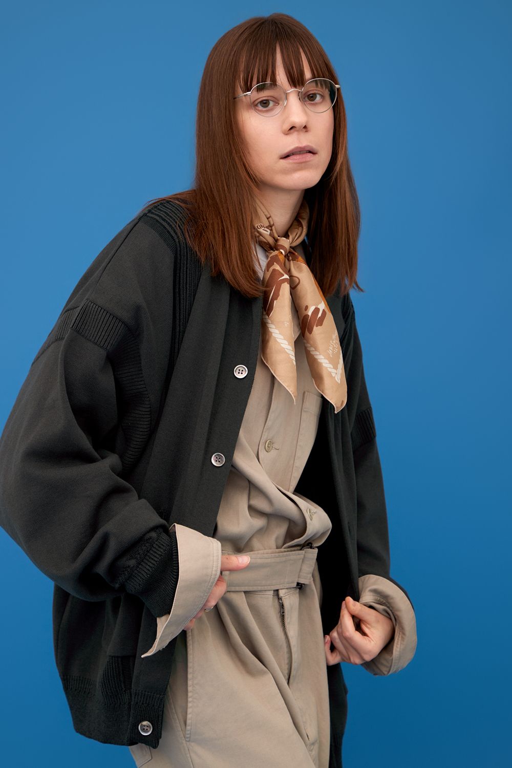 YASHIKI - 【ラスト1点】【25SS】Rakki Collar Cardigan(CHARCOAL) | Salty