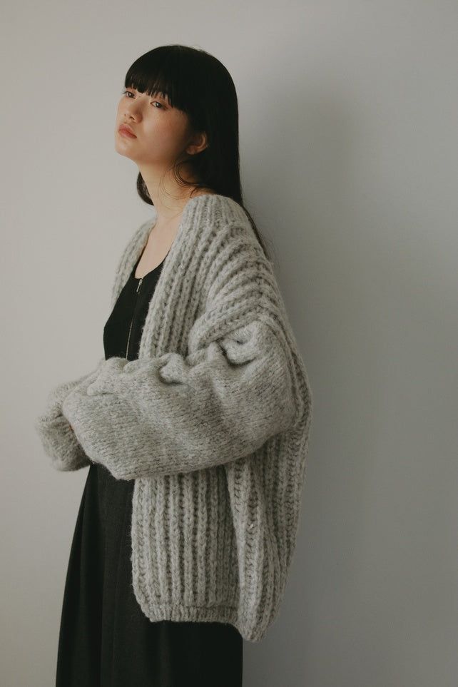 CASA FLINE - アルパカハンドニットカーディガン (ブラック) | Sir