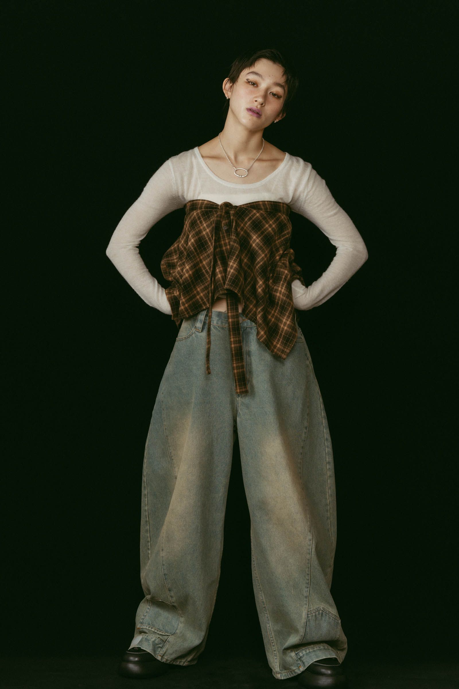 Knuth Marf - shirt wrap denim pants / シャツ巻き デニム (ブルー