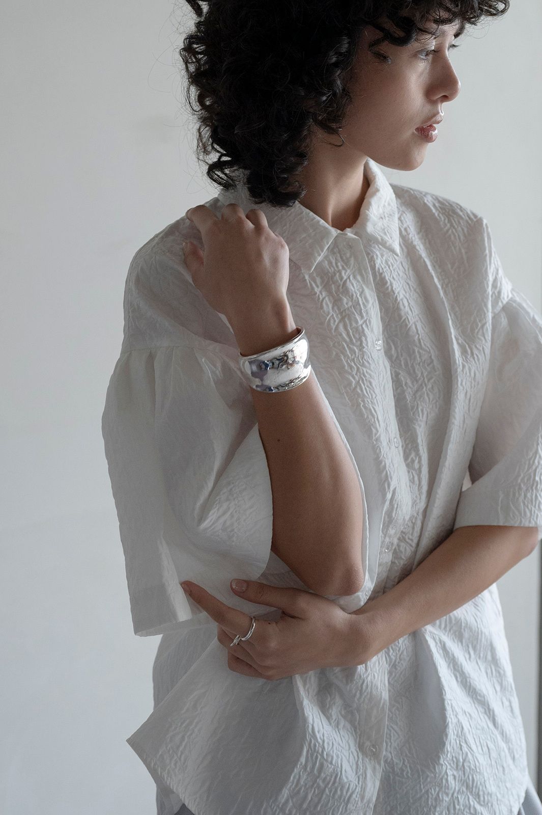 CAVEZA ROSSO - ジャカードタックスリーブブラウス (ホワイト) | Sir