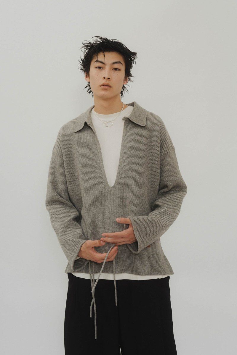 Knuth Marf - slit neck loose knit (unisex) / スリットネック ルーズ