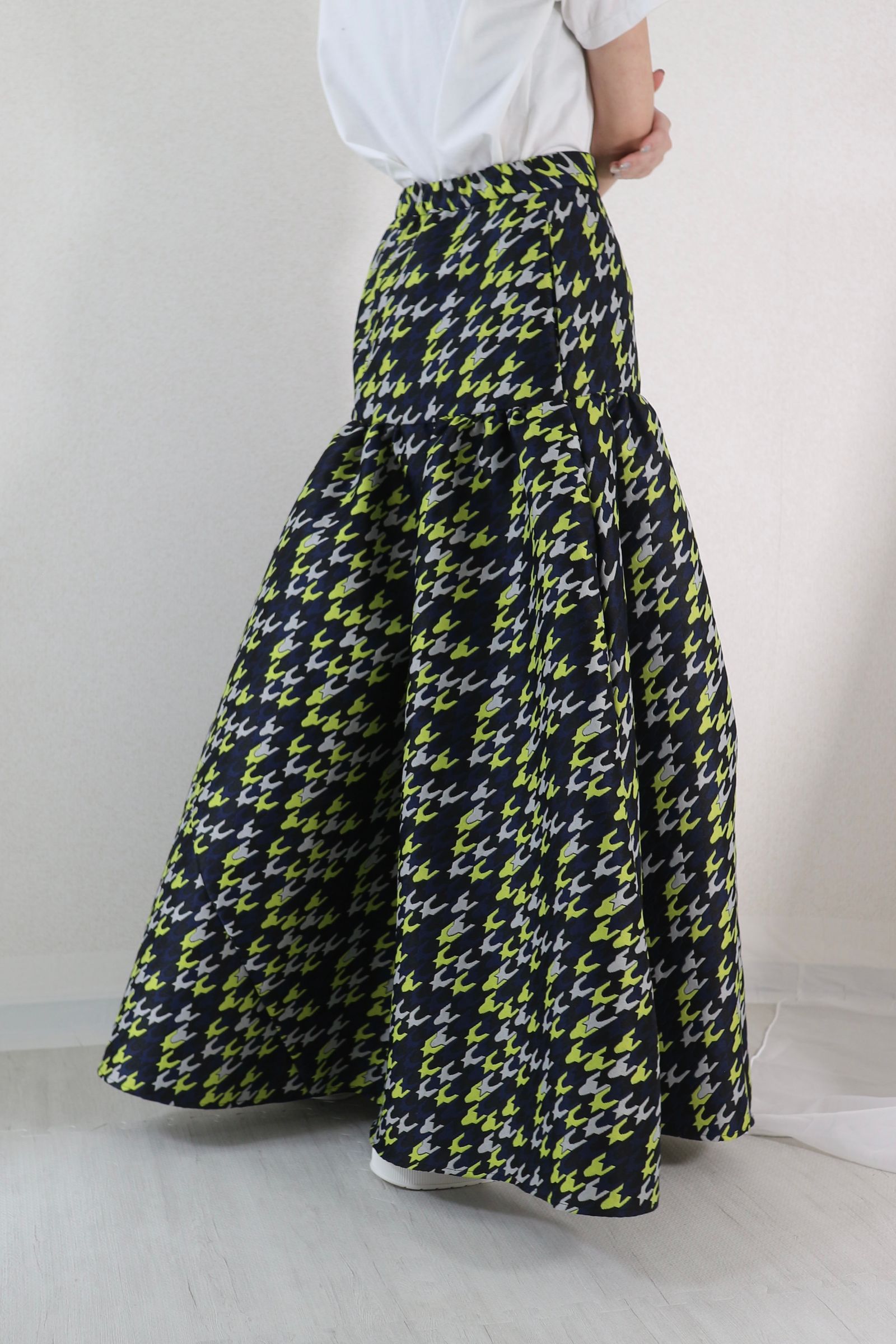 UN3D. - CHIDORI JACQUARD SK / チドリジャカードスカート (イエロー