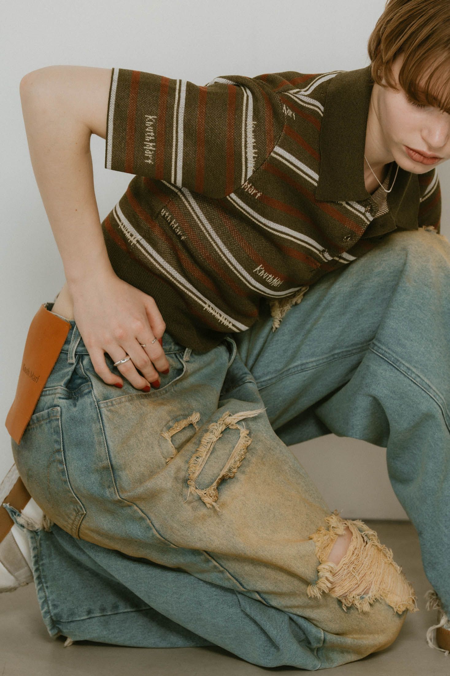 Knuth Marf - damage denim pants / ダメージ デニムパンツ (サックス