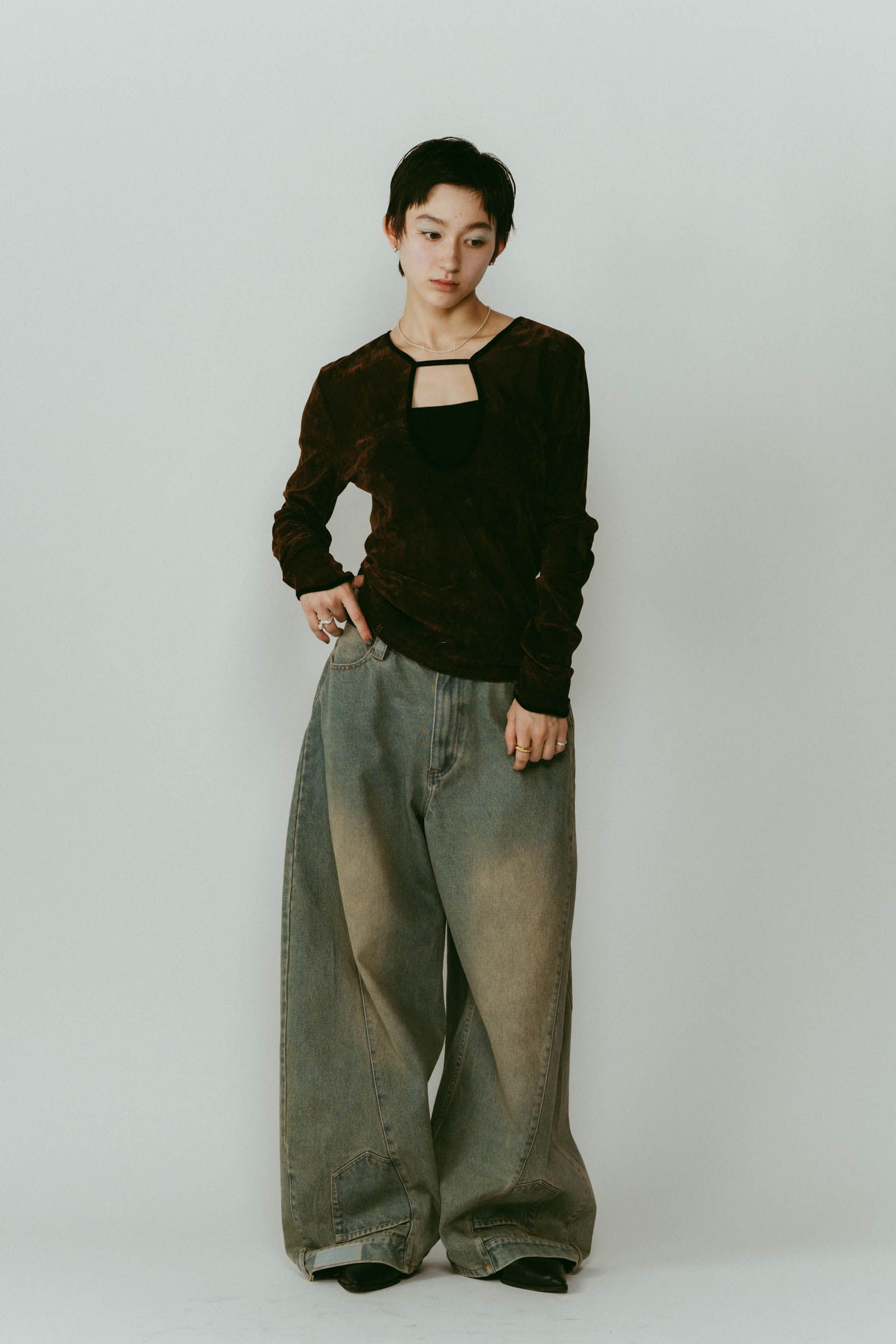 Knuth Marf - 2way sheer velours tops / 2ウェイ シアーベロア