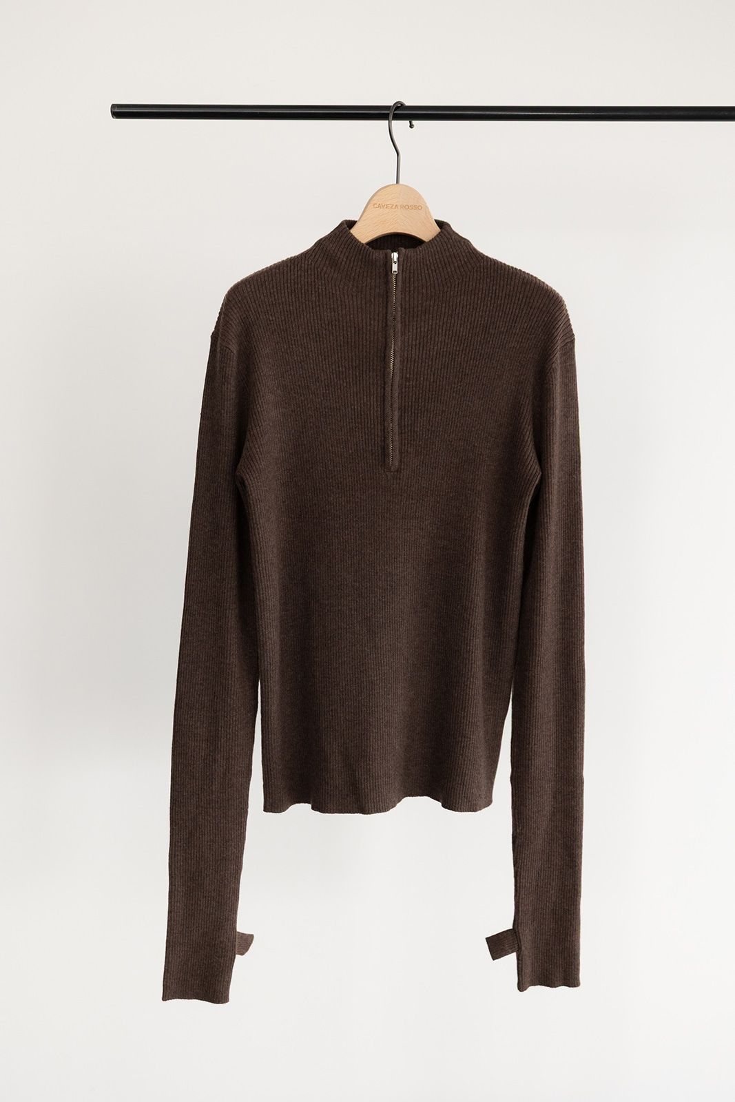 CAVEZA ROSSO - ハンドウォーマージップニットトップス (ダークグレー