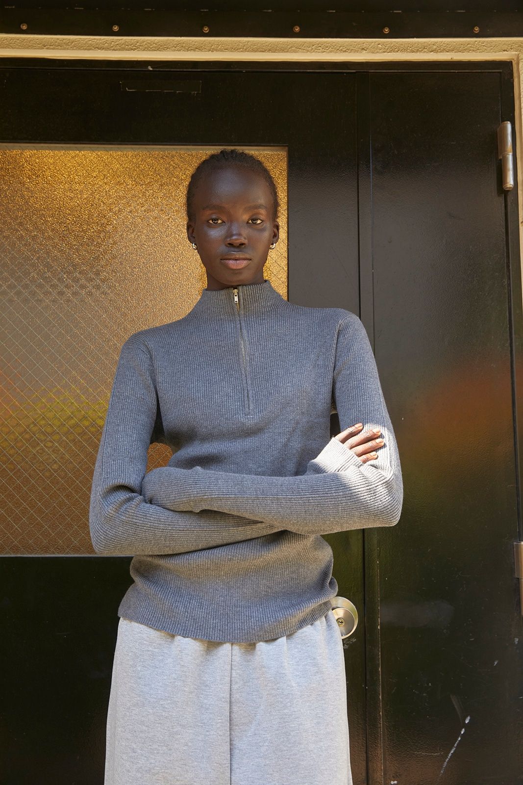 CAVEZA ROSSO - ハンドウォーマージップニットトップス (ダークグレー