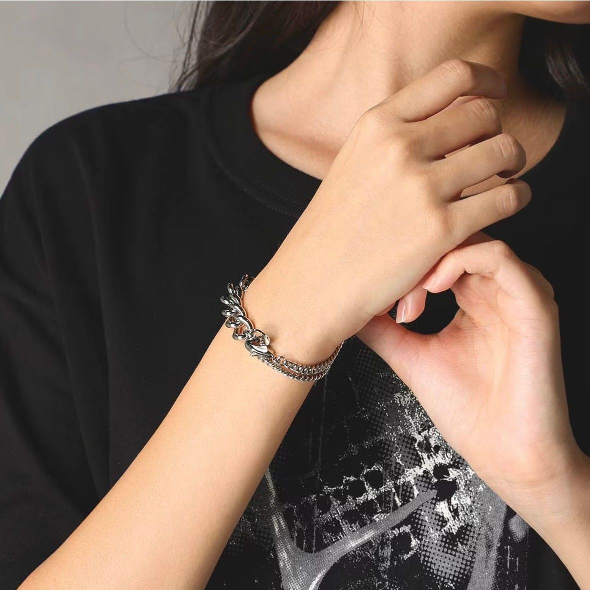 Ground Y - 【残り一点】二重チェーンブレスレット(SILVER) | ACRMTSM