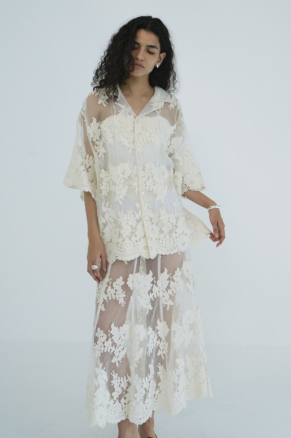 CLANE - シアーフラワーレースシャツ | SHEER FLOWER LACE SHIRTS