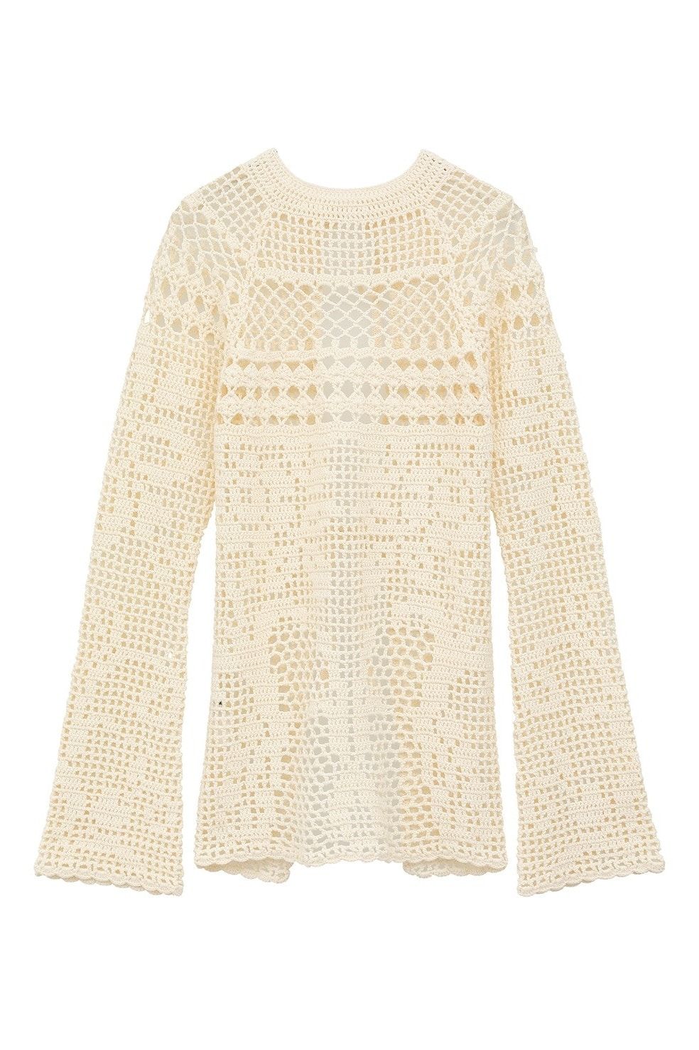 CLANE - バックオープンクロシェニット - BACK OPEN CROCHET KNIT TOPS