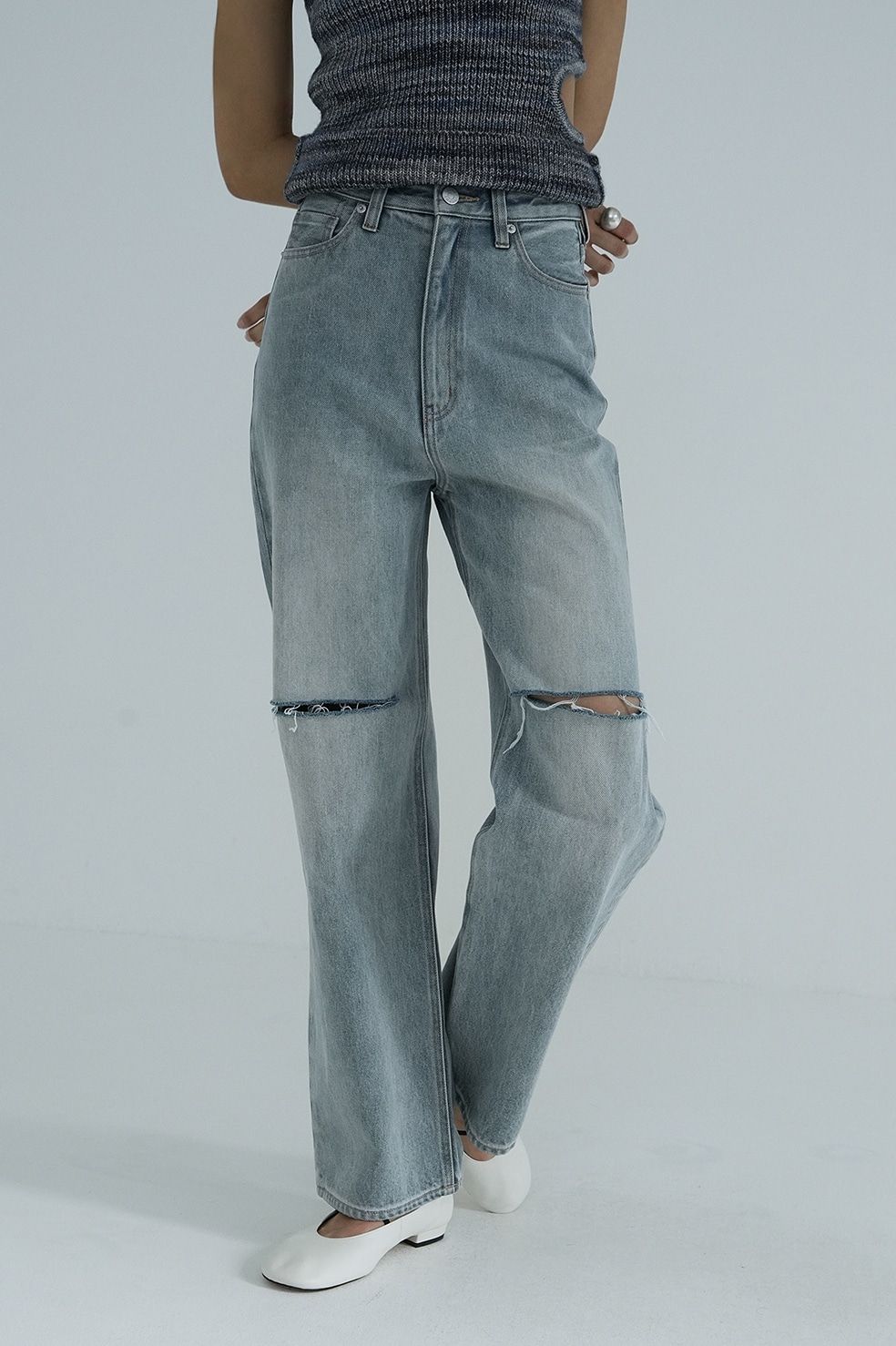 CLANE - SLASH CUT DENIM PANTS INDIGO - スラッシュカット デニム