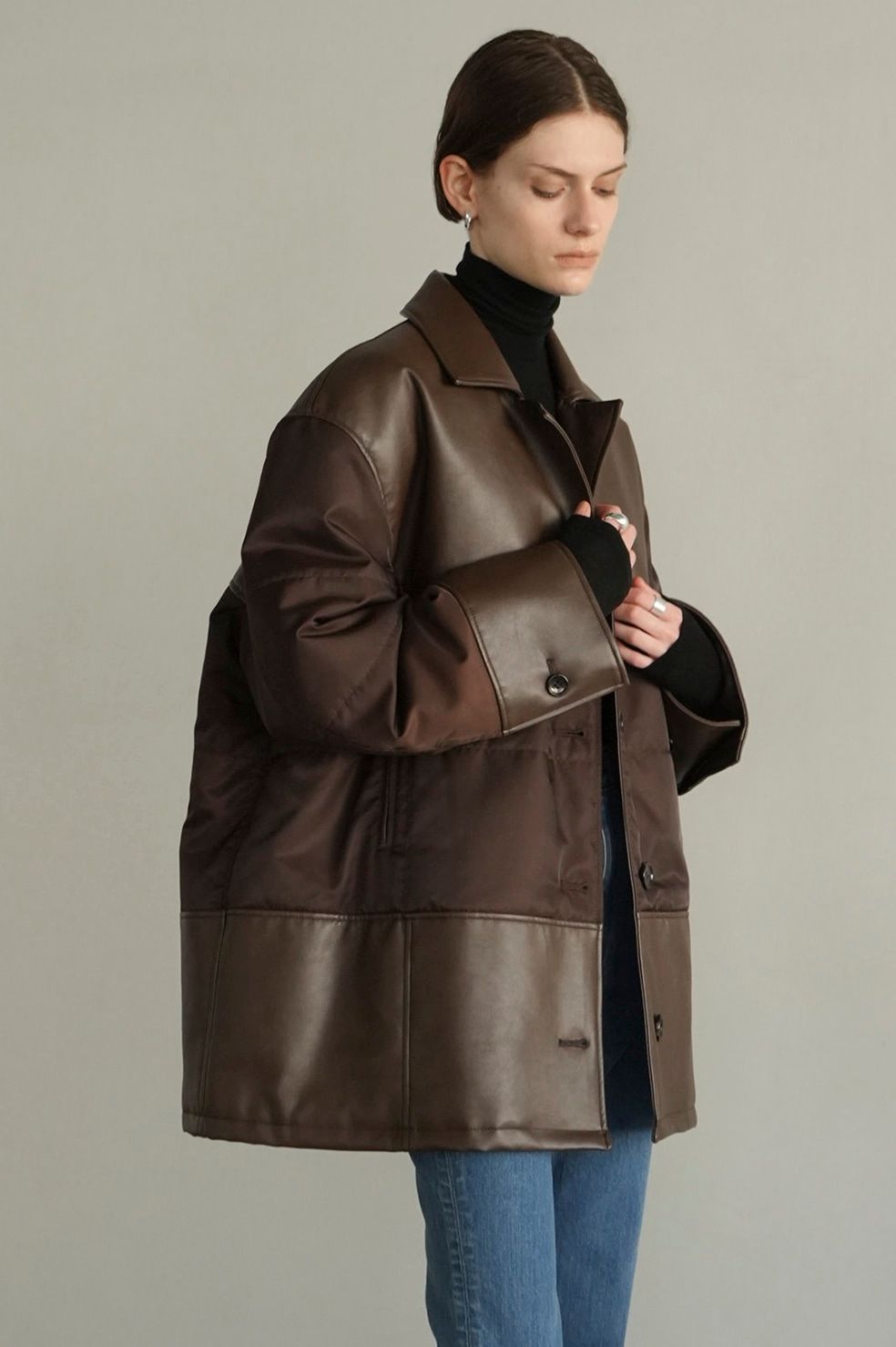 CLANE - ヴィーガンレザー オーバーサイズ ジャケット - LEATHER