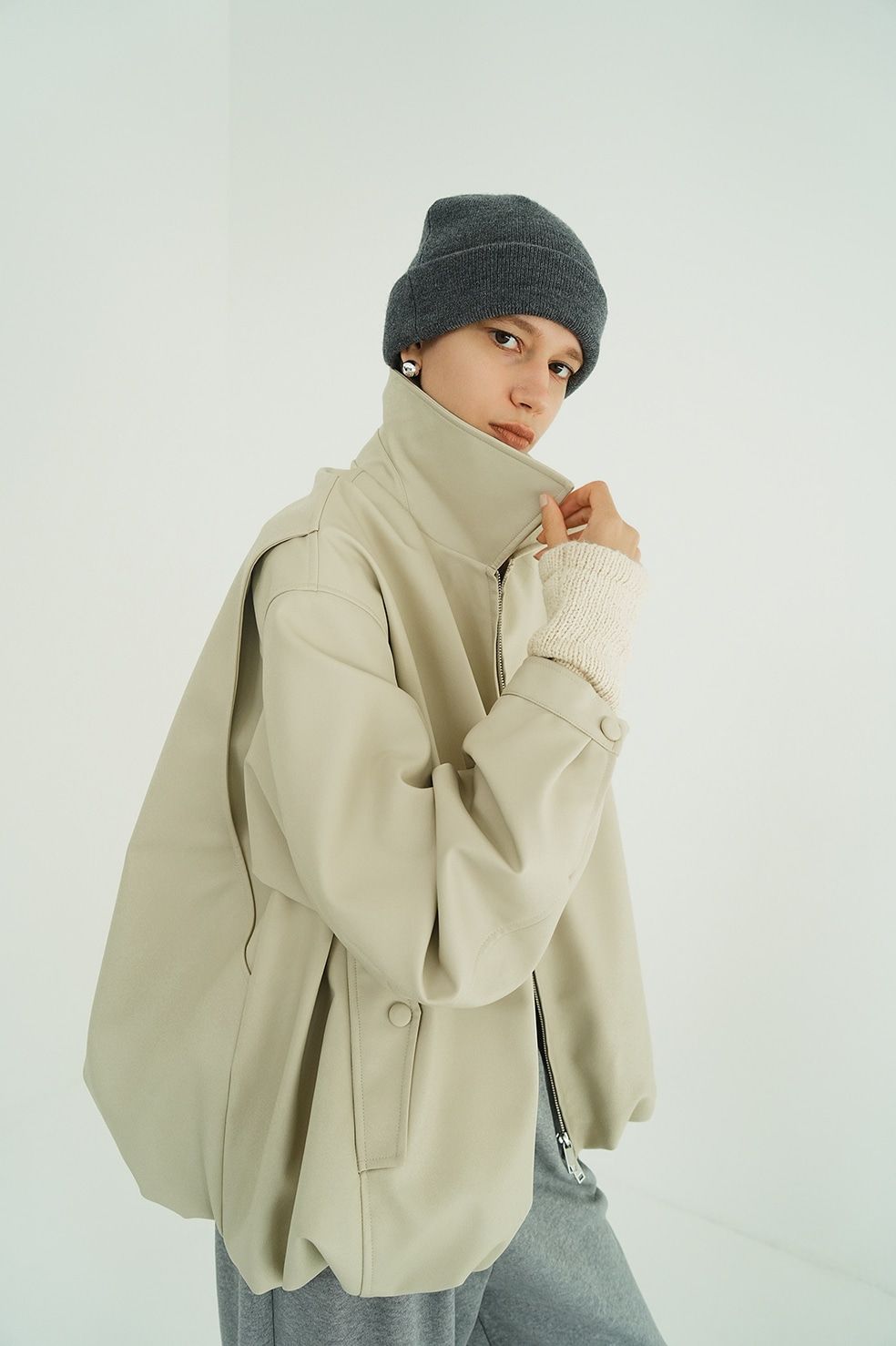 CLANE - フェイクレザーバルーンジャケット - FAKE LEATHER BALLOON