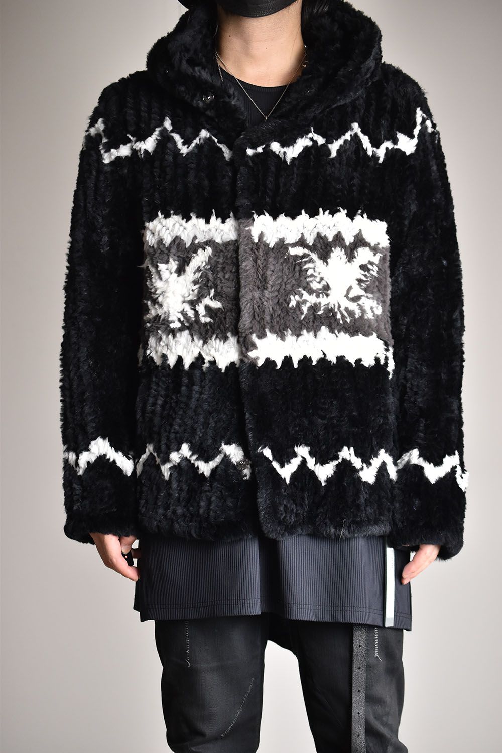 ISAMU KATAYAMA BACKLASH - Rabbit Fur Knit Hoodie