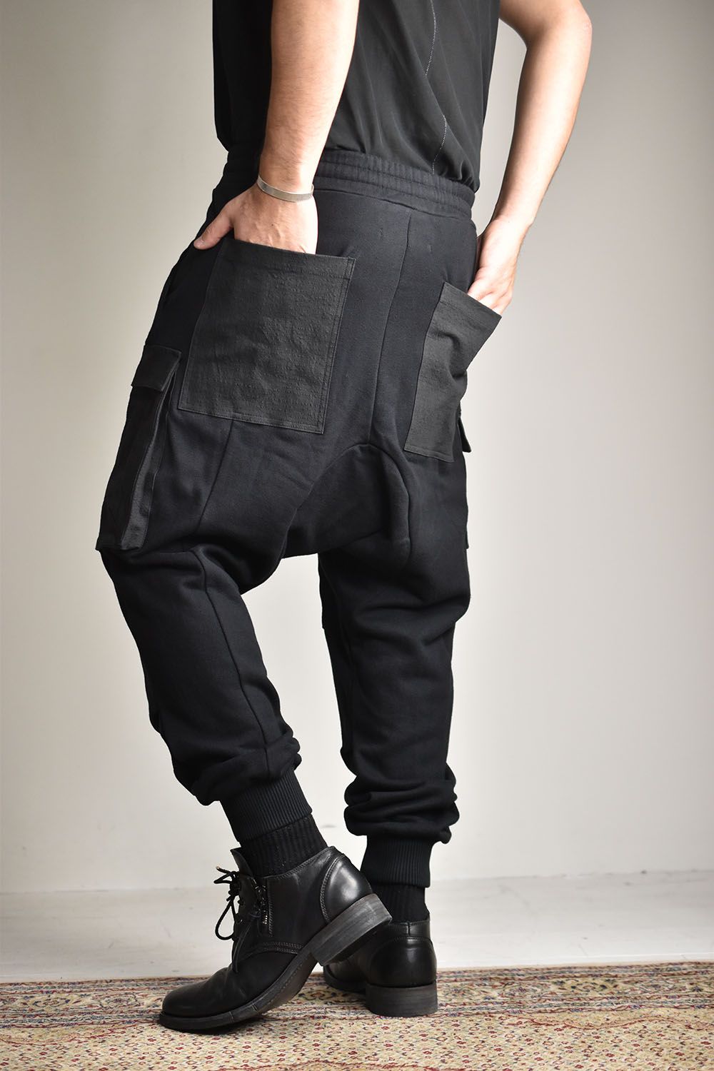 D.HYGEN - Non-ply Yarn Lined Drop Crotch Cargo Wide Jogger Pants