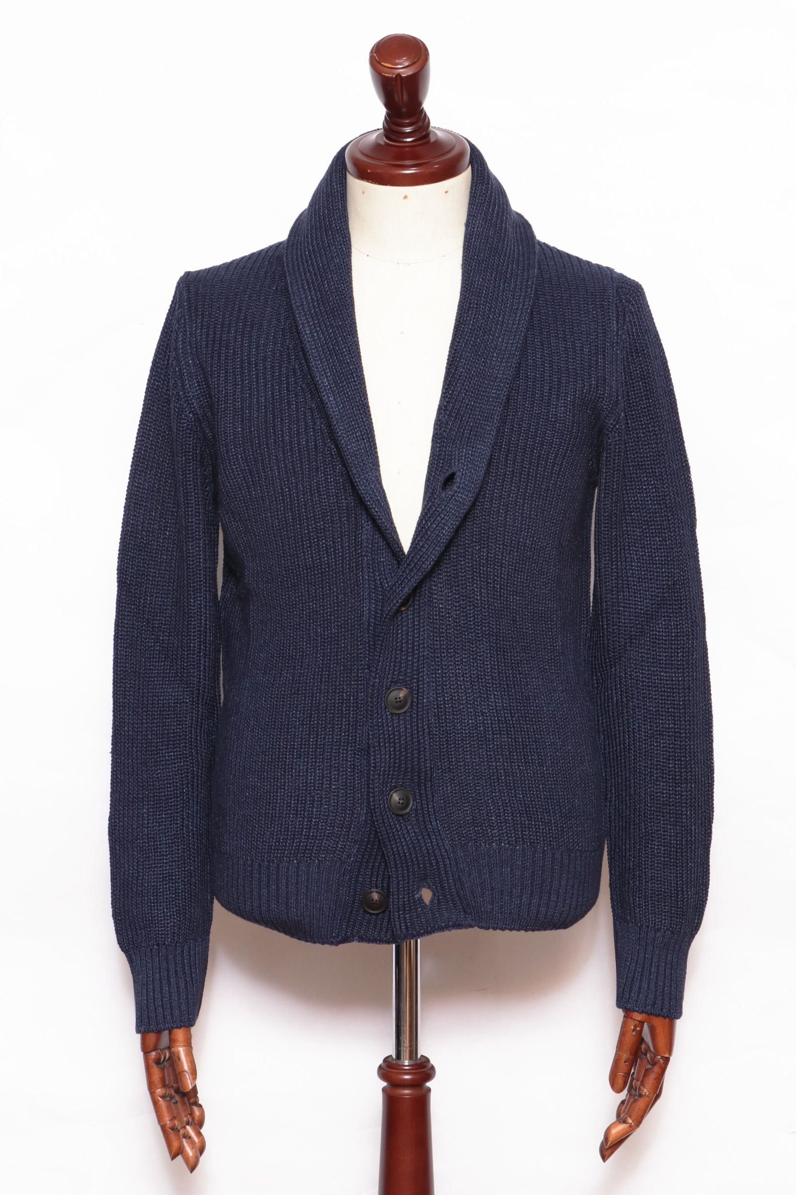 FEDELI ネイビー ショールカラー カーディガン 48 Men's Shawl Collar