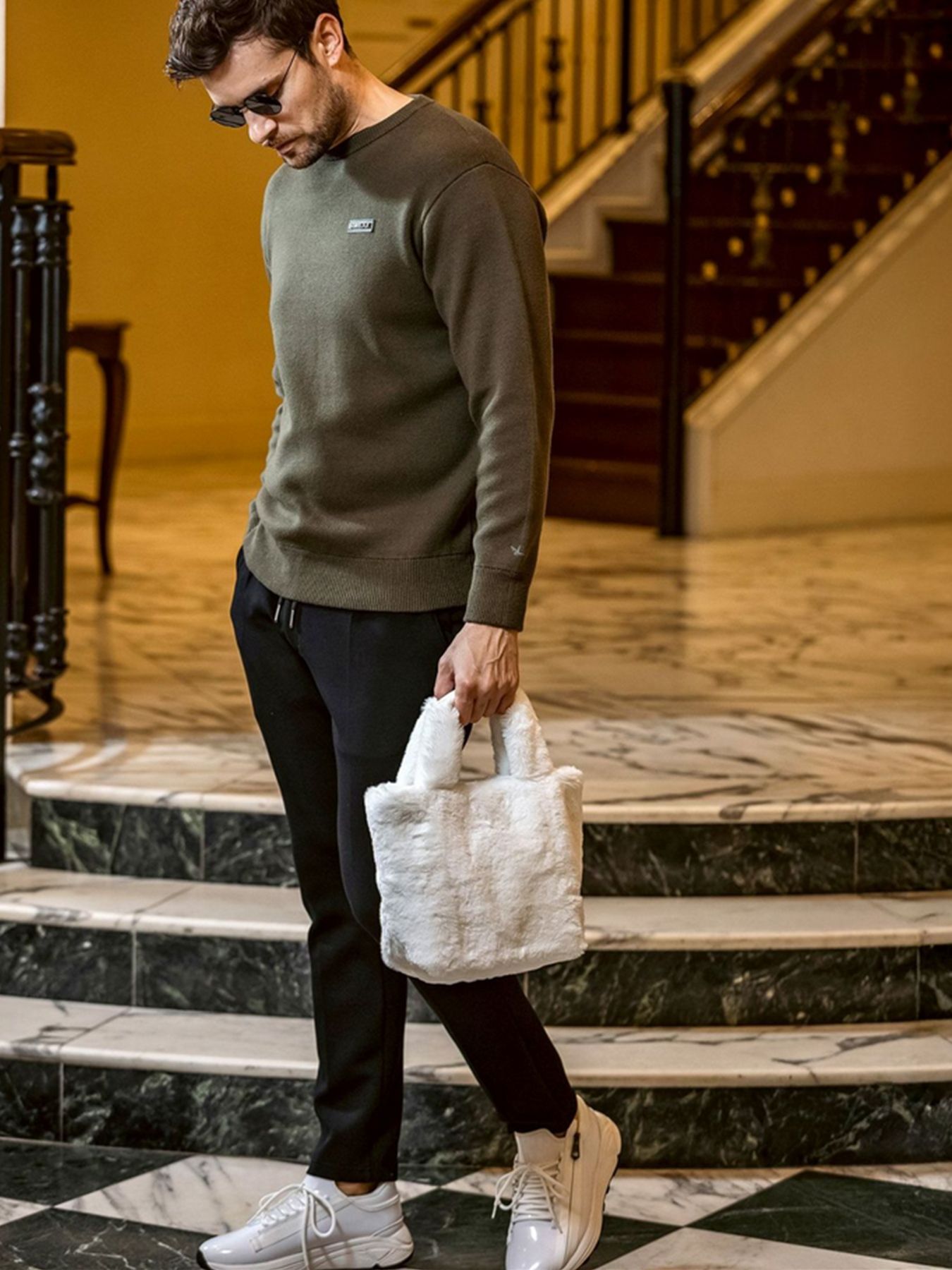 1PIU1UGUALE3 RELAX - シルバーロゴプレートファーミニトートバッグ