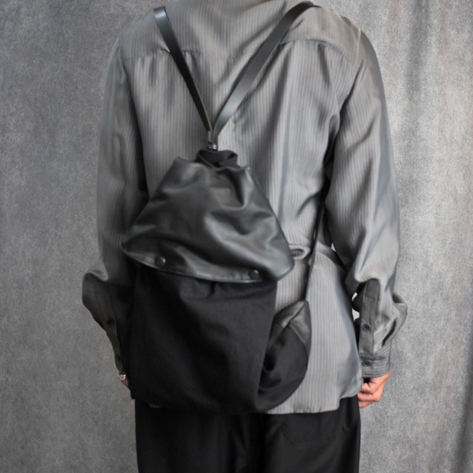 yohji yamamoto - KATSURAGI DENIM BIO DRAWSTRING BACK PAC （BLACK