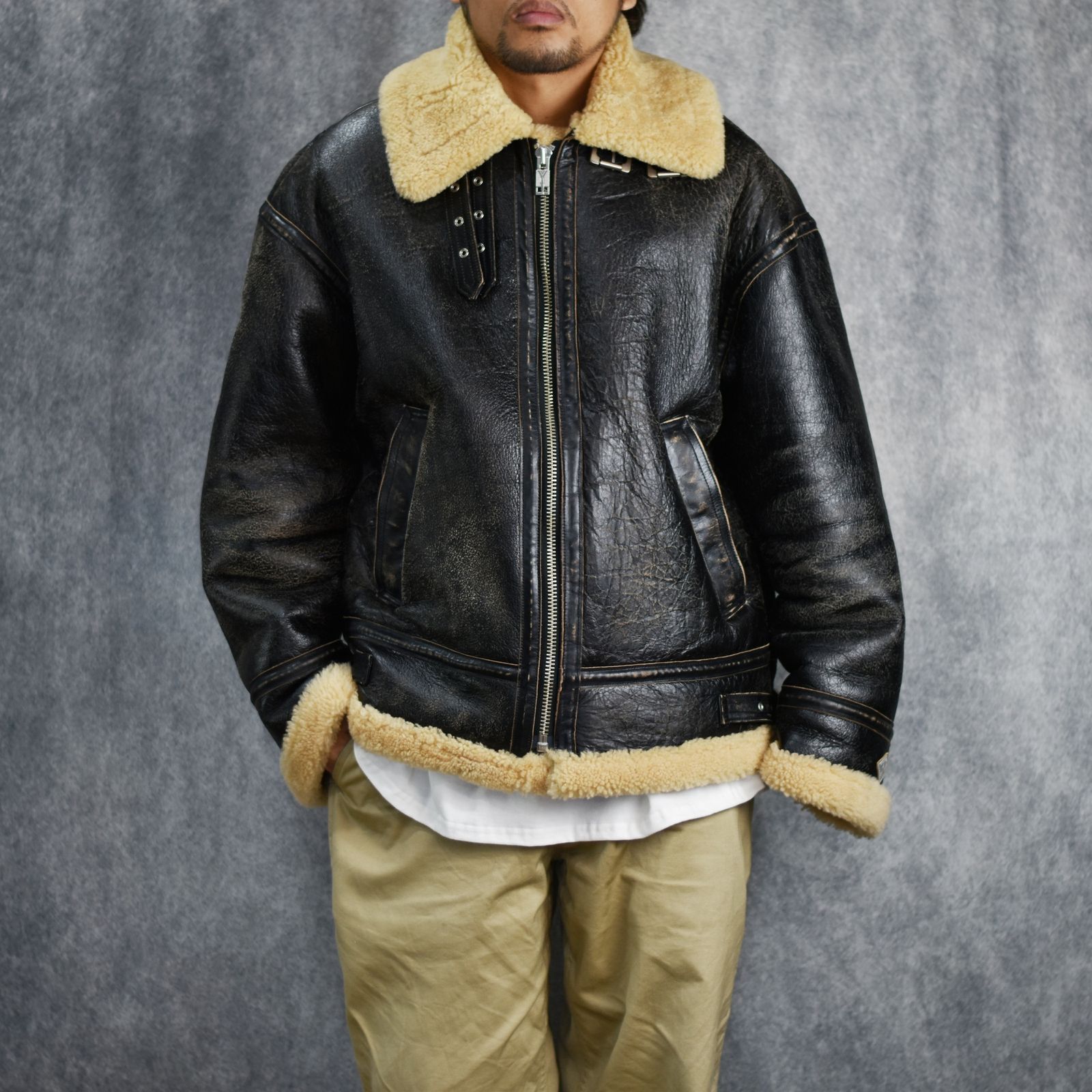 el conductorH - x blackmeans SHEEPSKIN FLIGHT JKT (BK) / ブラック