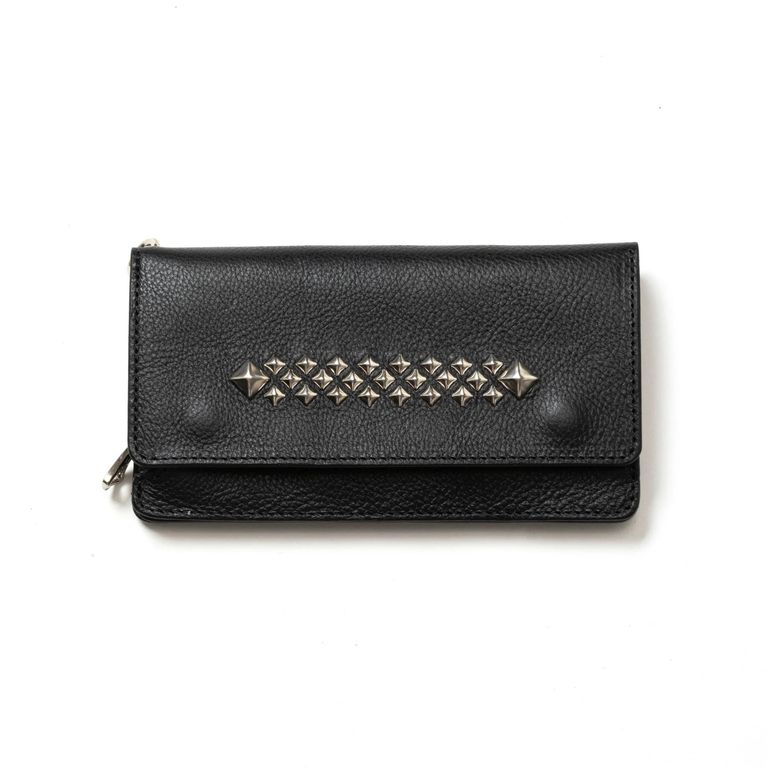 CALEE - STUDS LEATHER LONG WALLET (BLACK)｜スタッズ レザー ロング