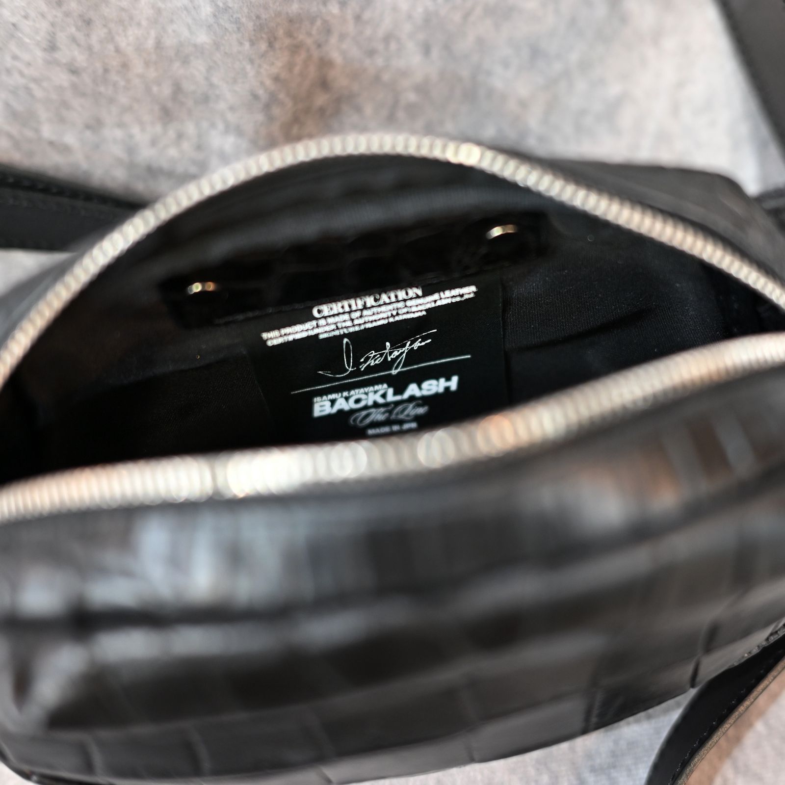 ISAMU KATAYAMA BACKLASH - The Line クロコダイル ポーチバッグ （BLK