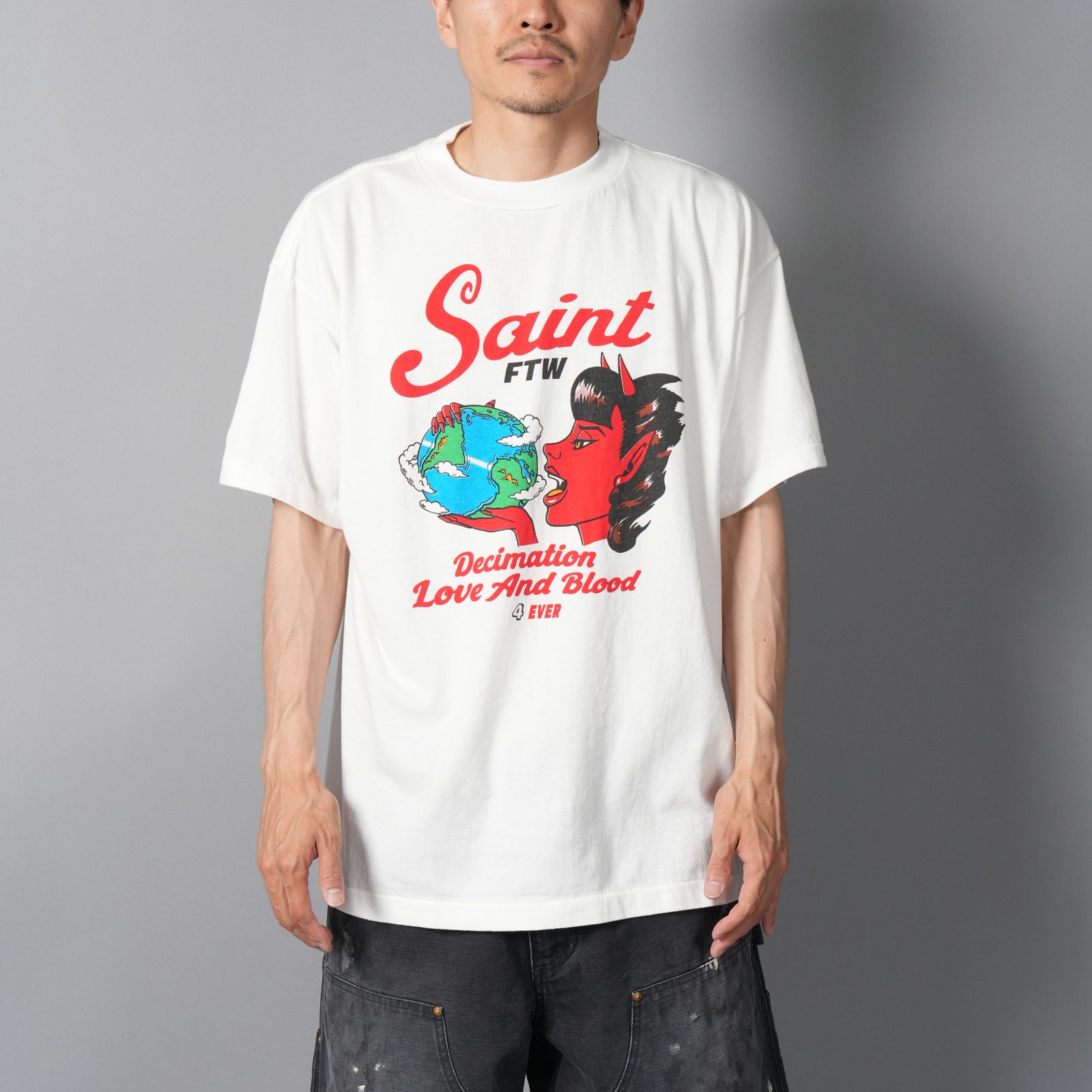 SAINT M×××××× - SM-HR1-0000-023 / SS TEE / SAINT DEVIL / WHITE / T