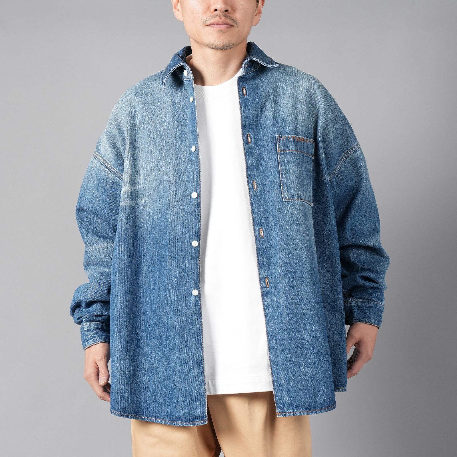 MARNI - STONE WASHED ORGANIC BLUE DENIM / デニムシャツ (アイリス