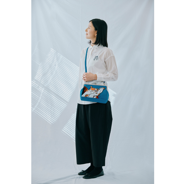 KY80-1113／がま口クラッチバッグ／娘と猫