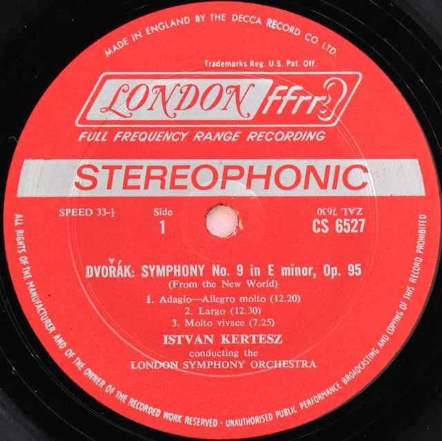 LP レコード ケルテスのドヴォルザーク/交響曲第9番「新世界より」ほか