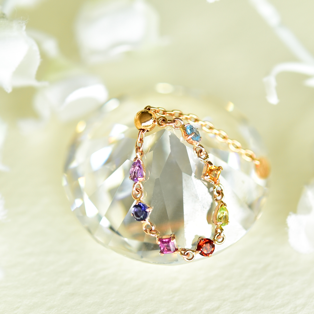 お守りアミュレット♪】リング K10 K18ピンクゴールド マルチカラー