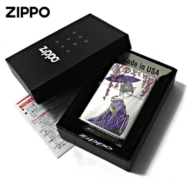 Zippo ジッポー 芸者 GEISHA 和柄 藤色 1201S898｜Zippo専門店